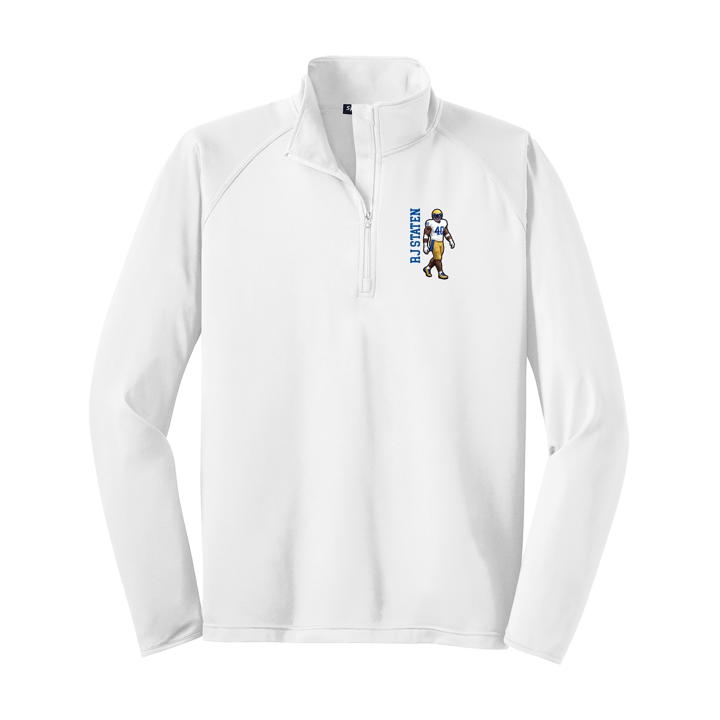 Q-Zip Pullover — Name Vertical in White