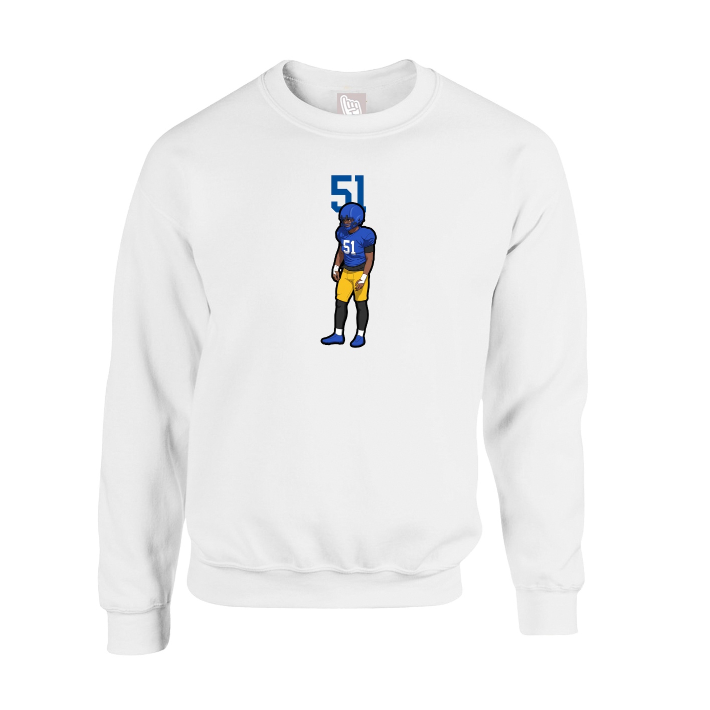 Fleece Crew — Number Top in White