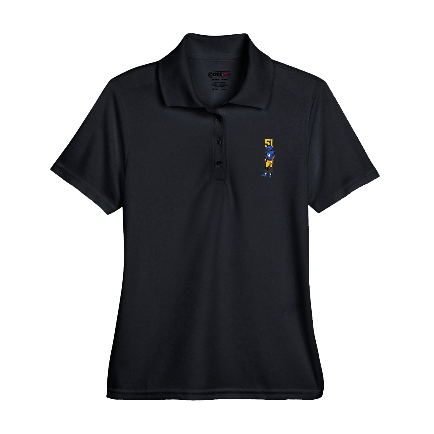 Womens Performance Polo — Number Top in Black
