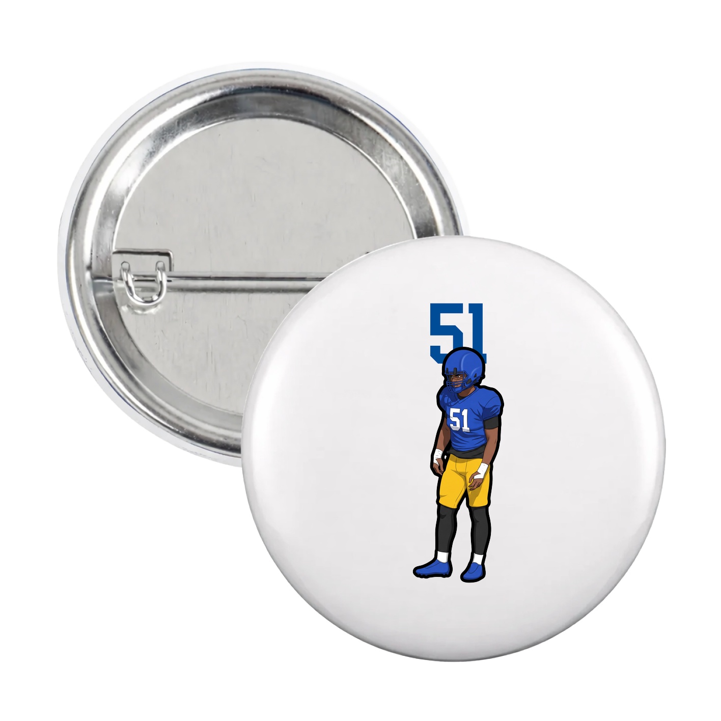 Game Day Button — Number Top in White
