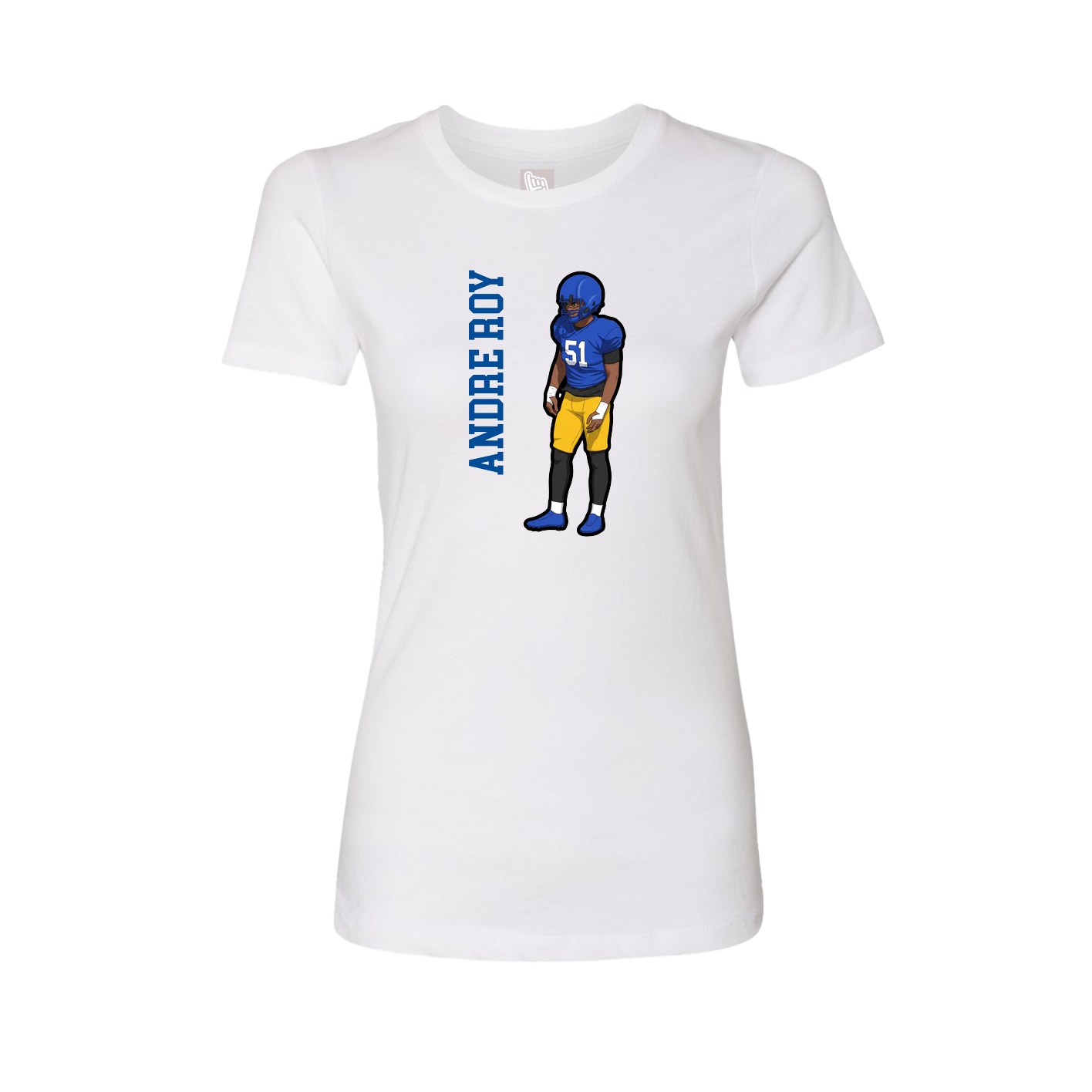 Womens Tee — Name Vertical in White