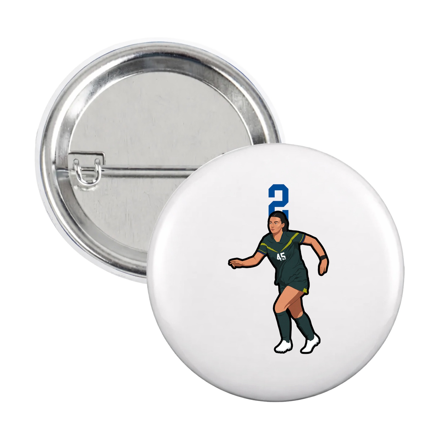 Game Day Button — Number Top in White
