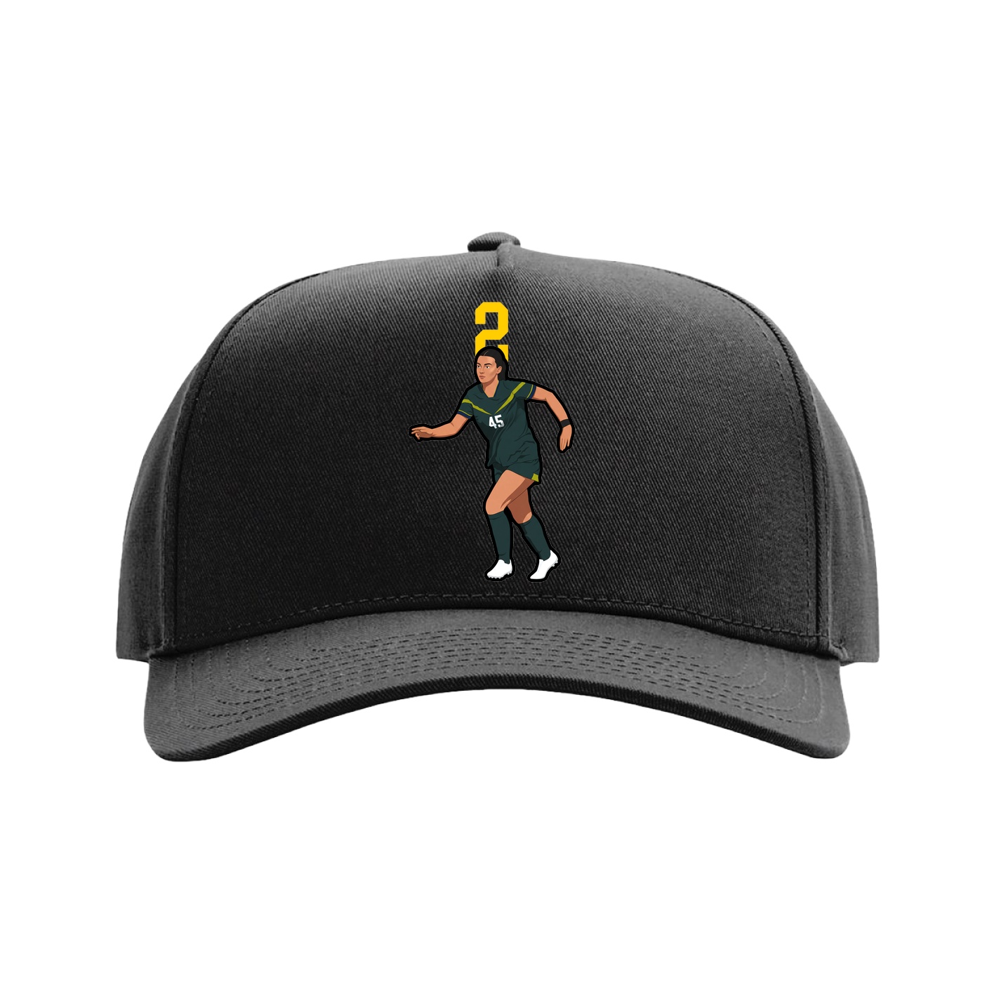 Full Fabric Five-Panel Champ Cap — Number Top in Black