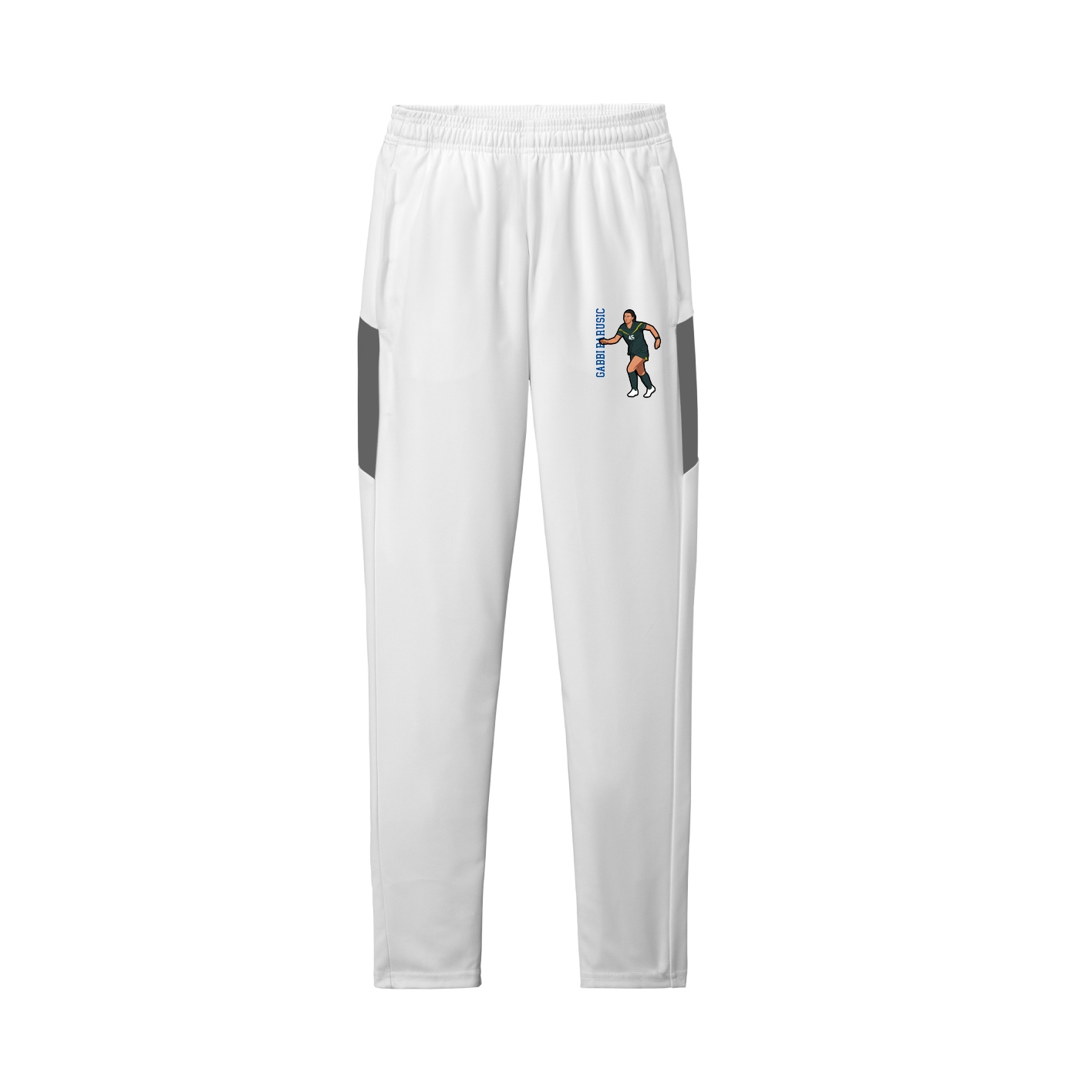Team Travel Pant — Name Vertical in White/Grey