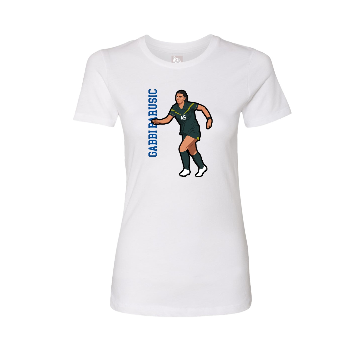 Fitted Women's Tee — Name Vertical in White