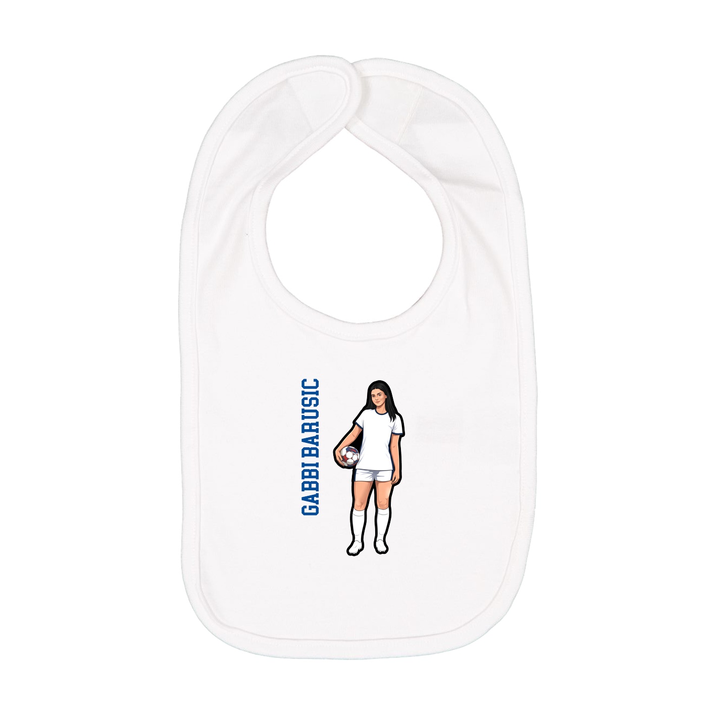 Infant Bib — Name Vertical in White