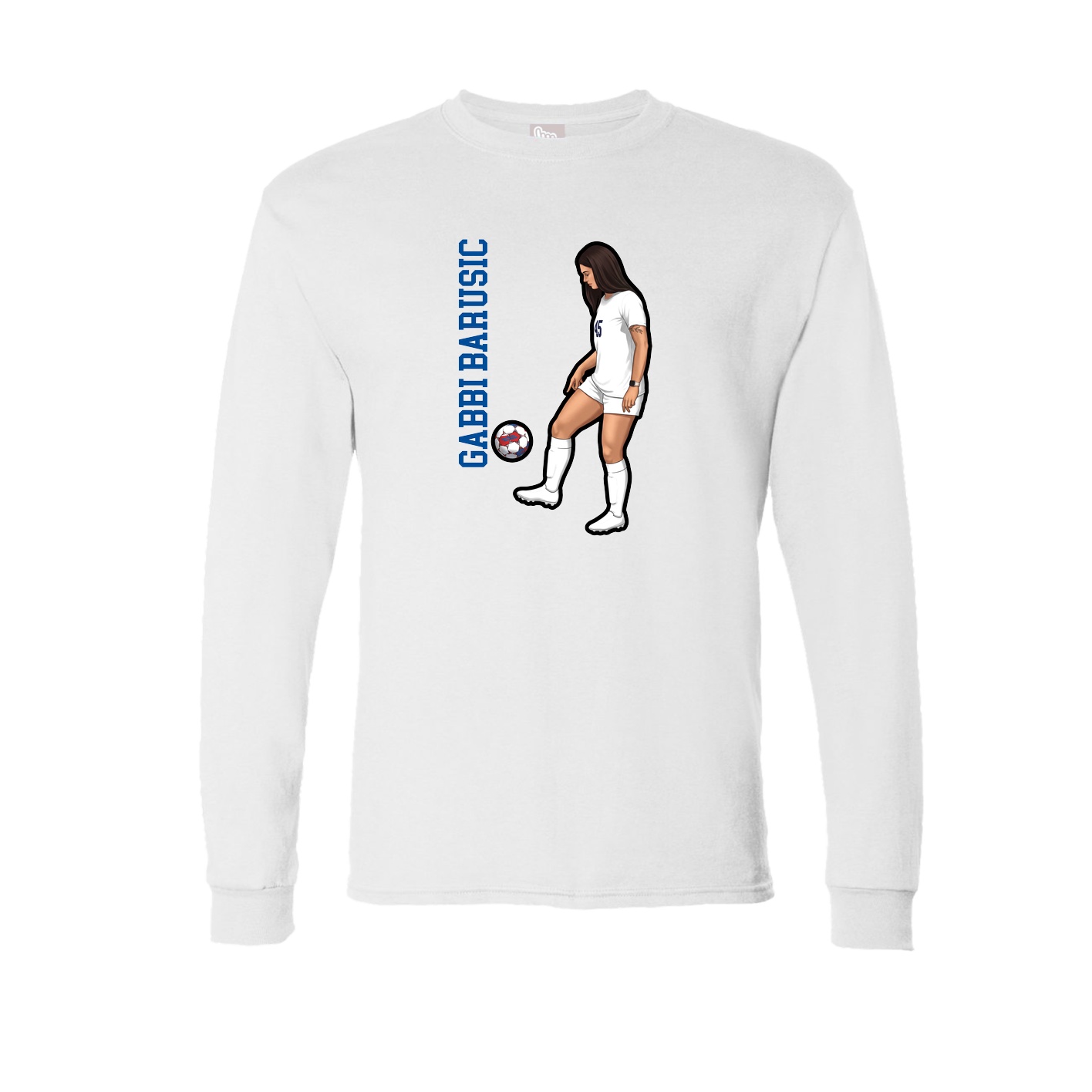 Long Sleeve Tee — Name Vertical in White