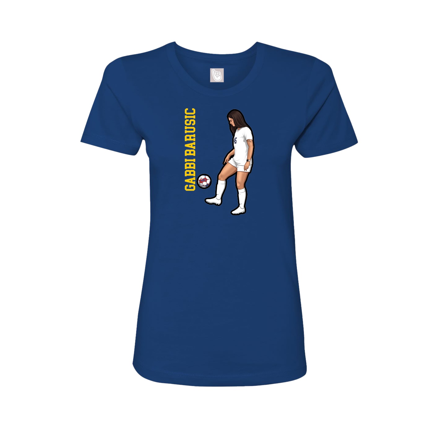 Fitted Women's Tee — Name Vertical in Royal
