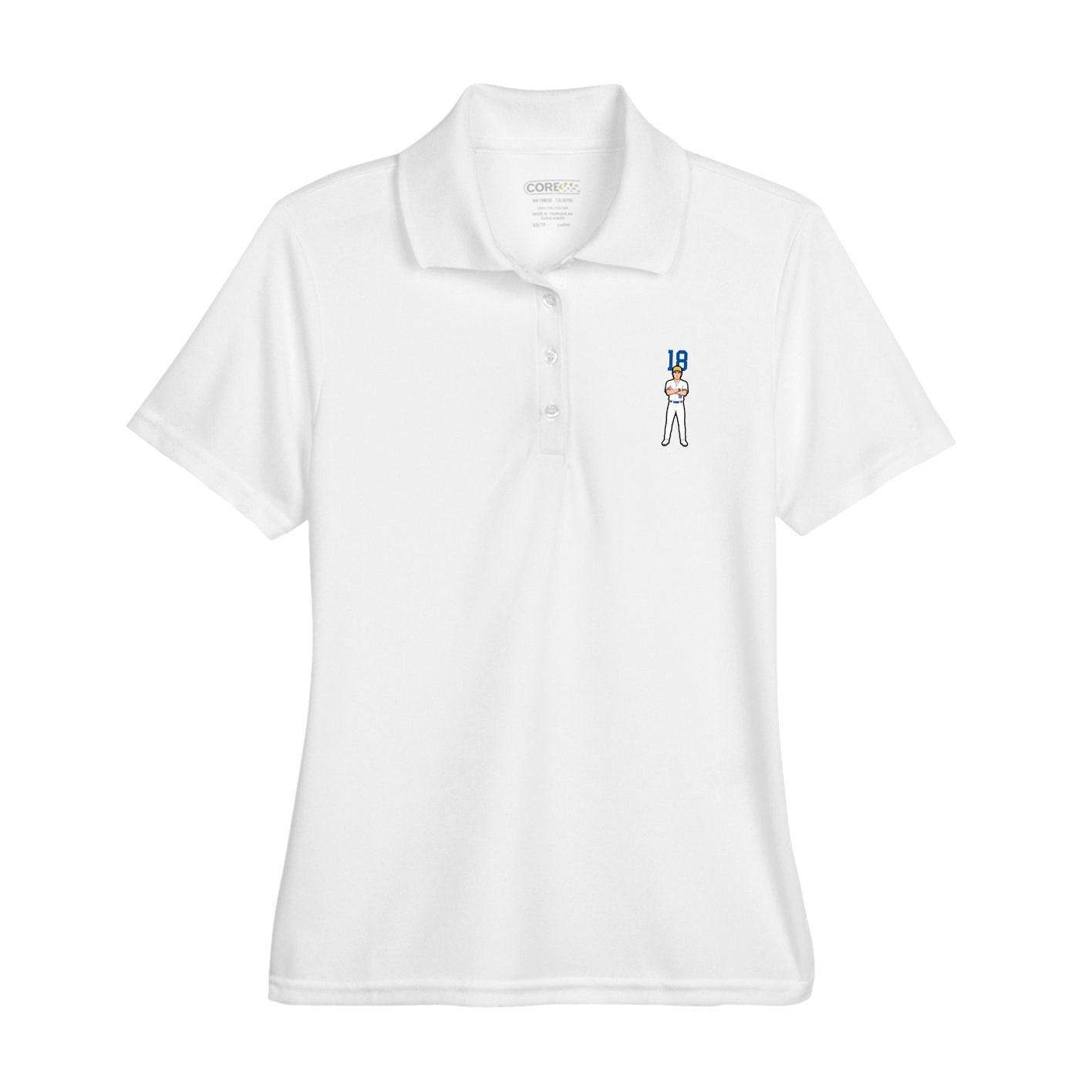 Womens Performance Polo — Number Top in White