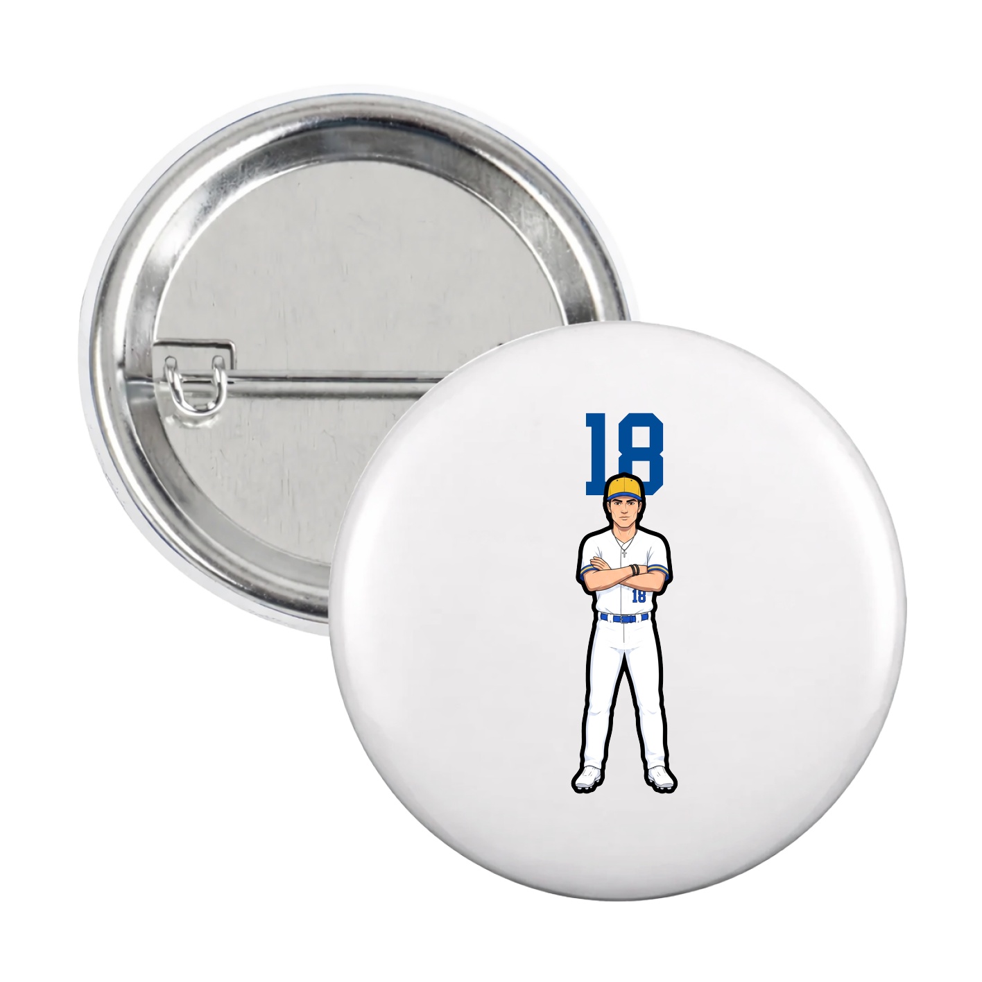 Game Day Button — Number Top in White