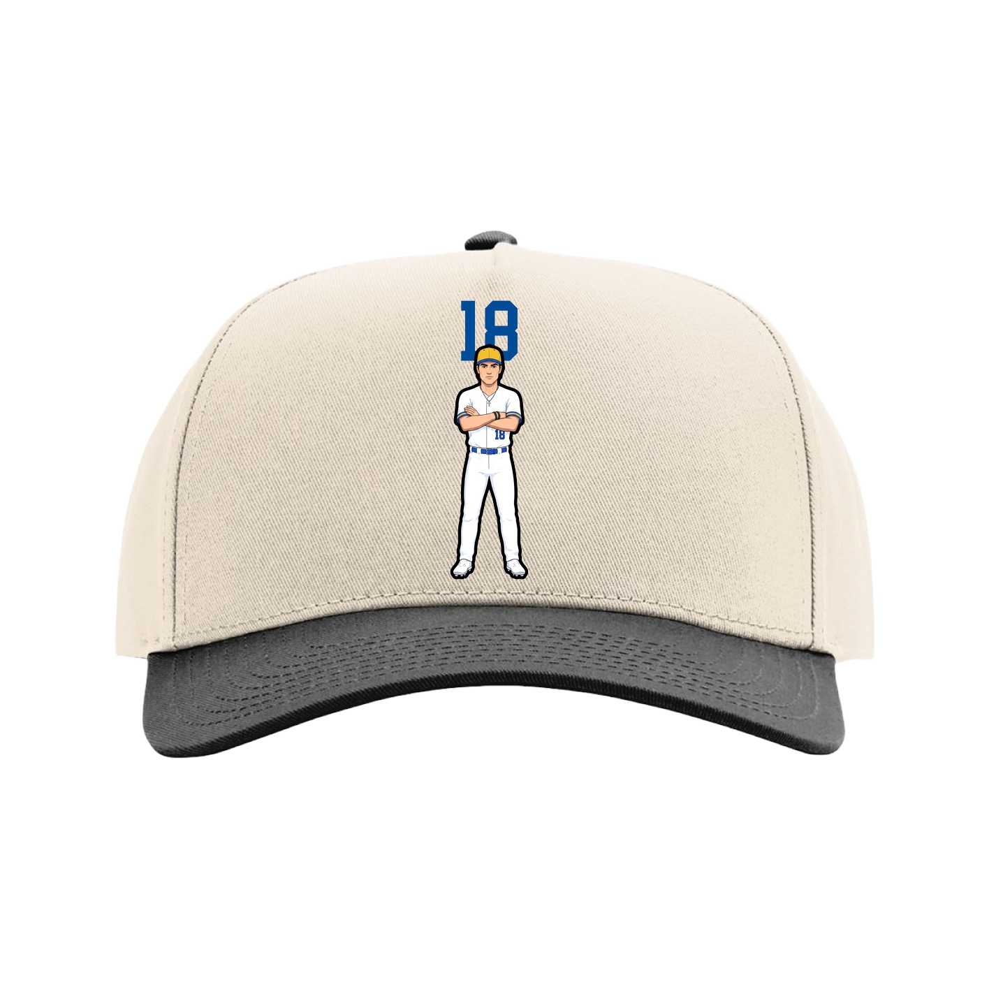 Full Fabric Five-Panel Champ Cap — Number Top in Cream/Black