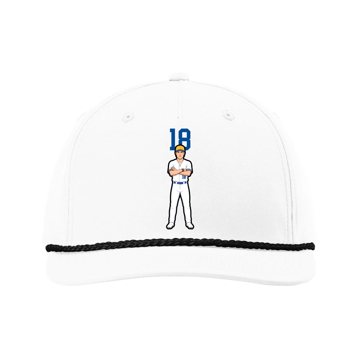 Five-Panel Classic Rope Cap — Number Top in White