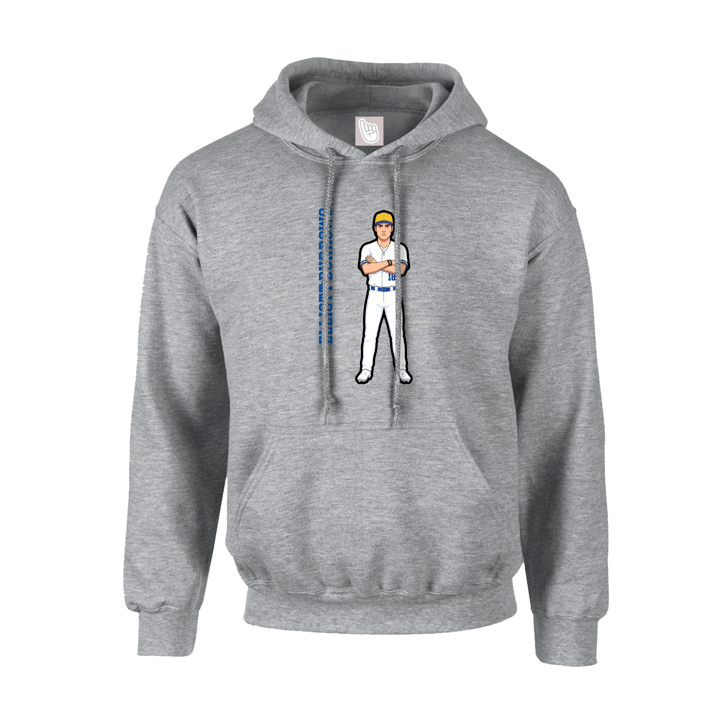 Youth Hoodie — Name Vertical in Grey