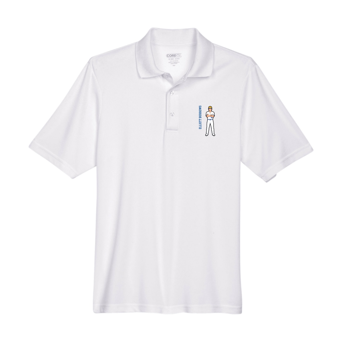 Performance Polo — Name Vertical in White