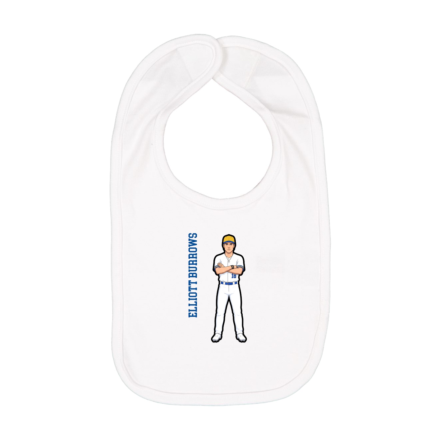 Infant Bib — Name Vertical in White