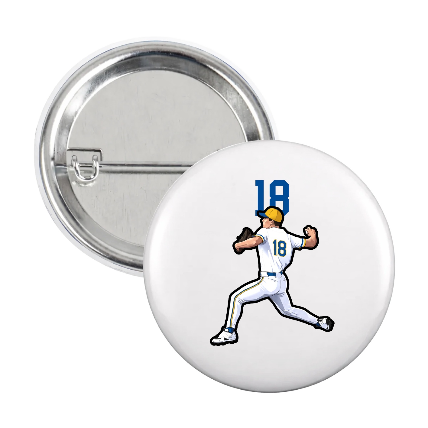 Game Day Button — Number Top in White