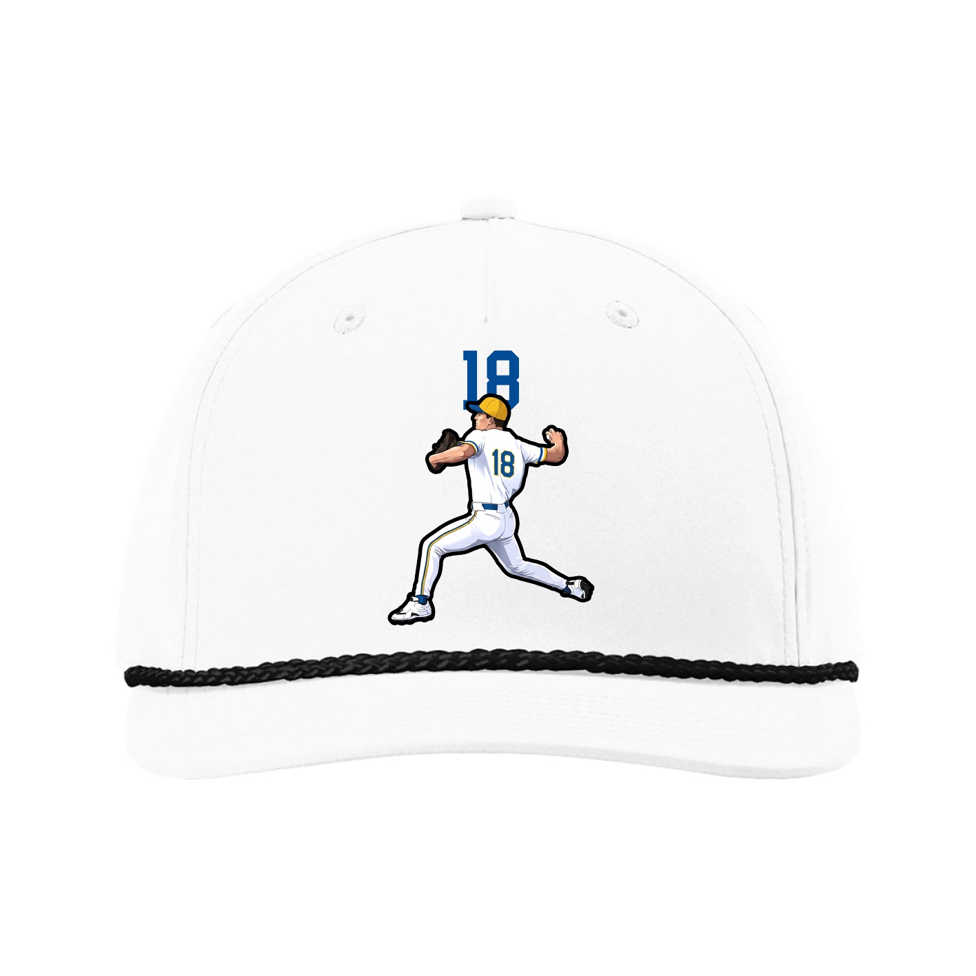 Five-Panel Classic Rope Cap — Number Top in White