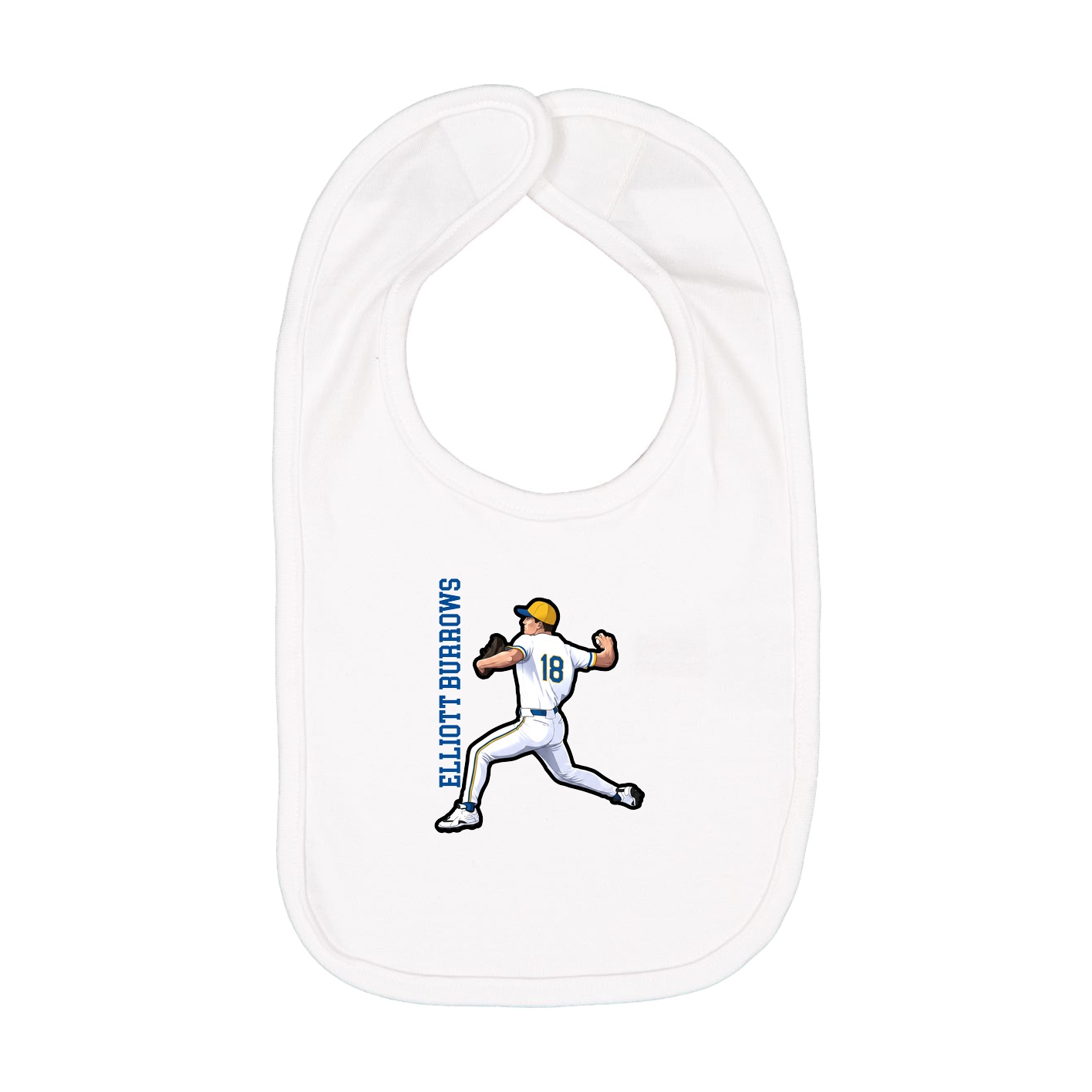 Infant Bib — Name Vertical in White