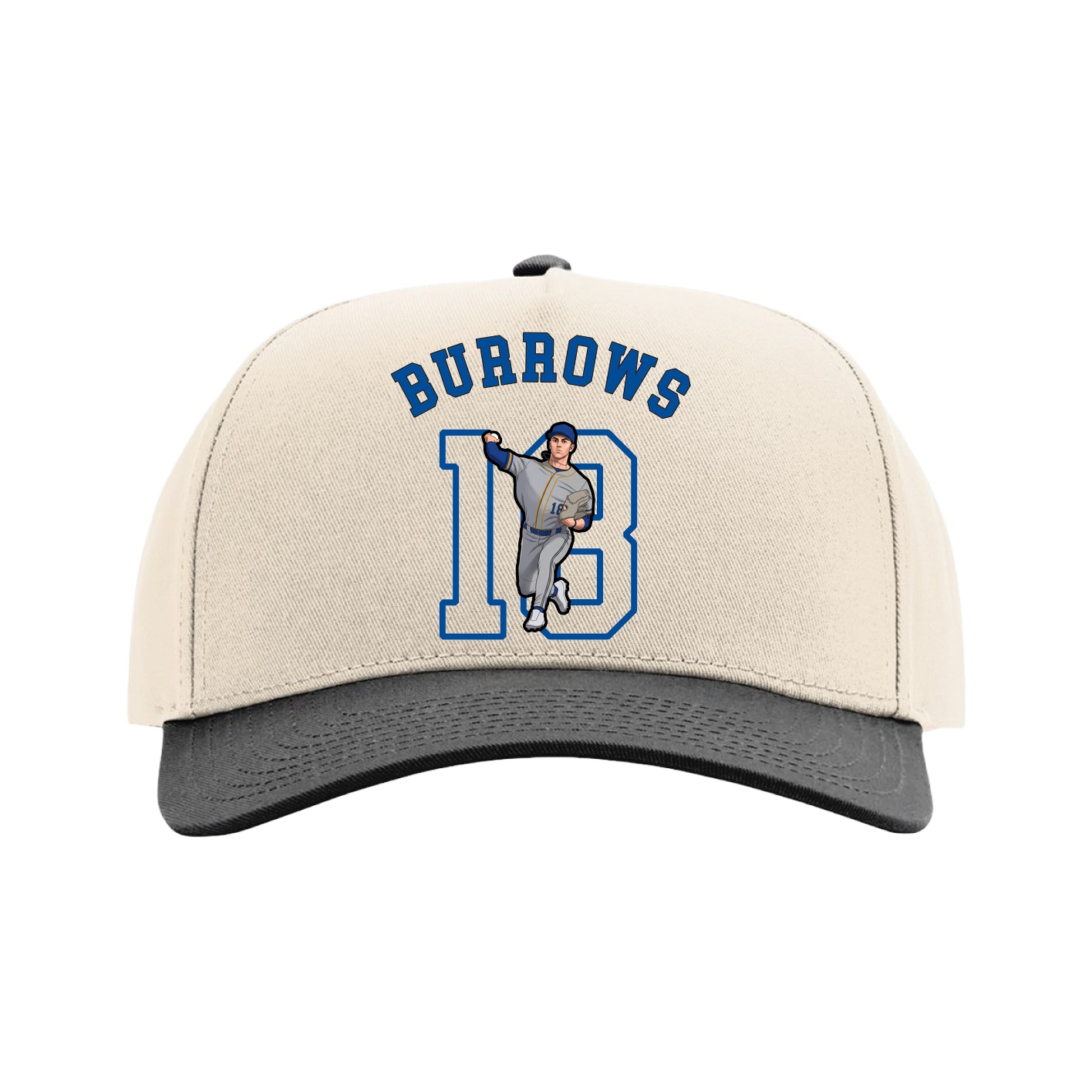 Full Fabric Five-Panel Champ Cap — Shirsey Arch in Cream/Black