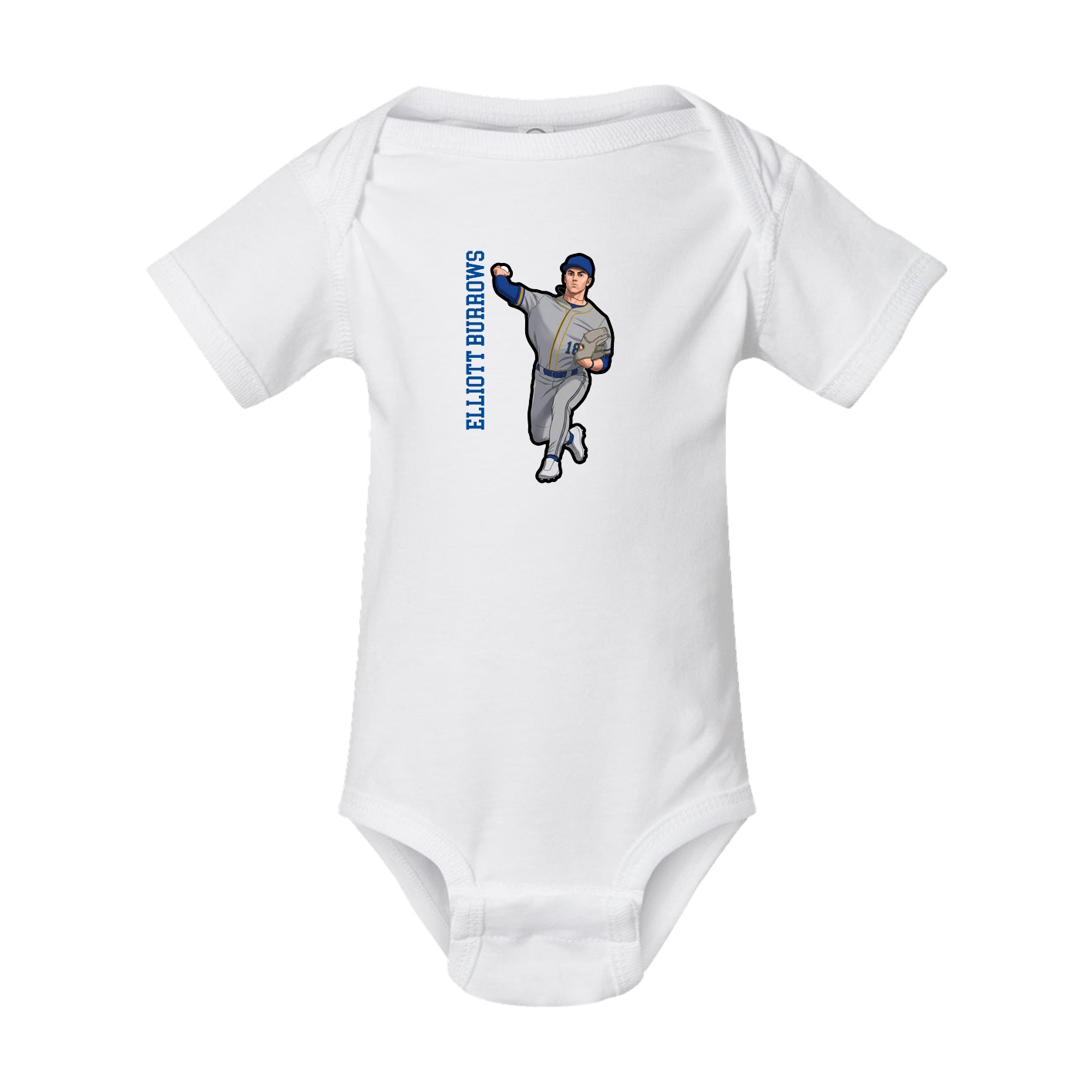 Baby Onesie — Name Vertical in White