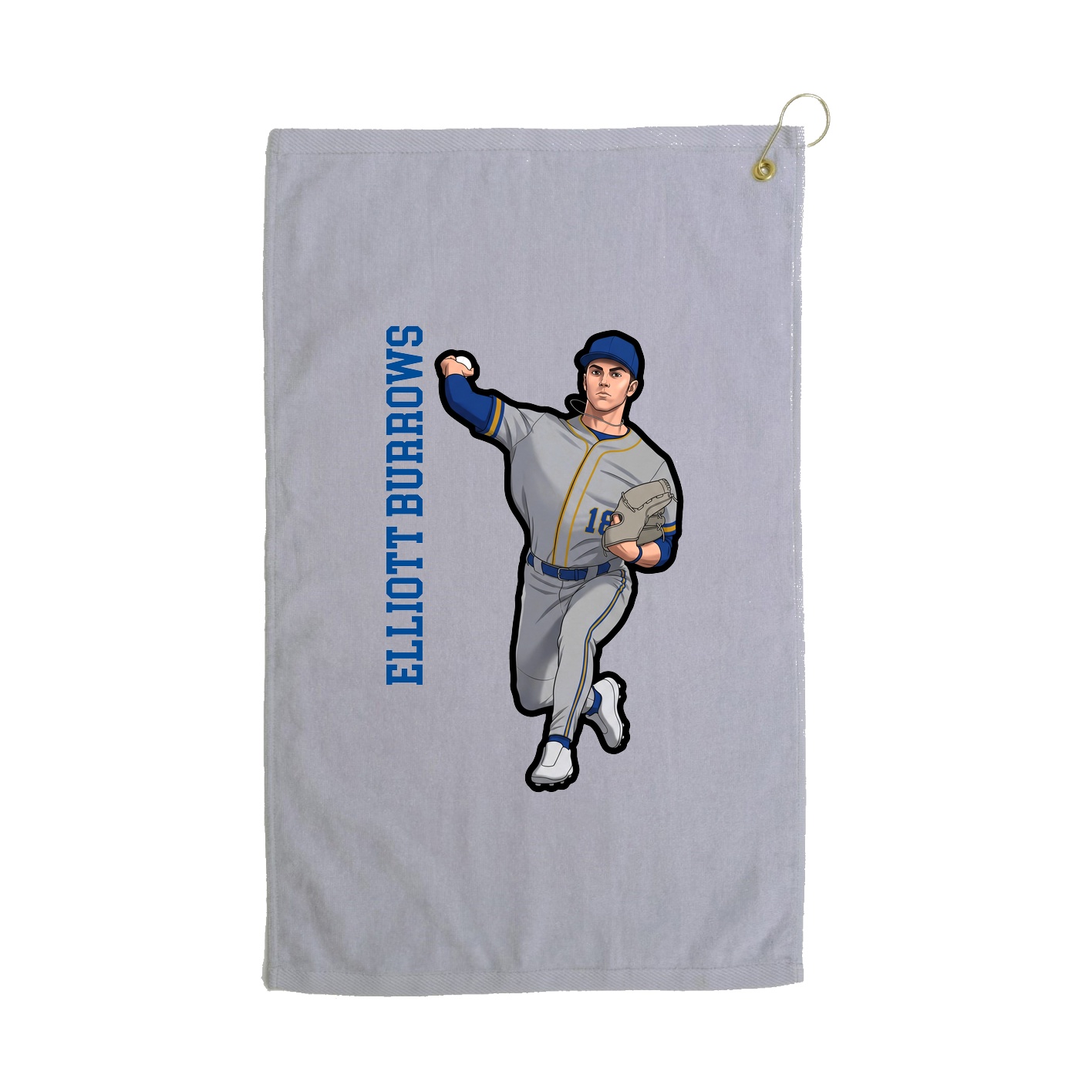 Golf Towel — Name Vertical in Grey