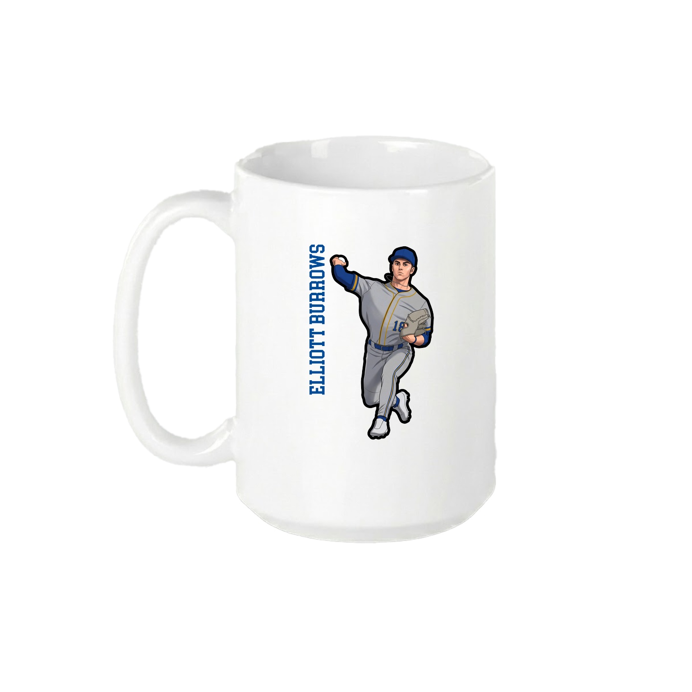 15oz Coffee Mug — Name Vertical in White