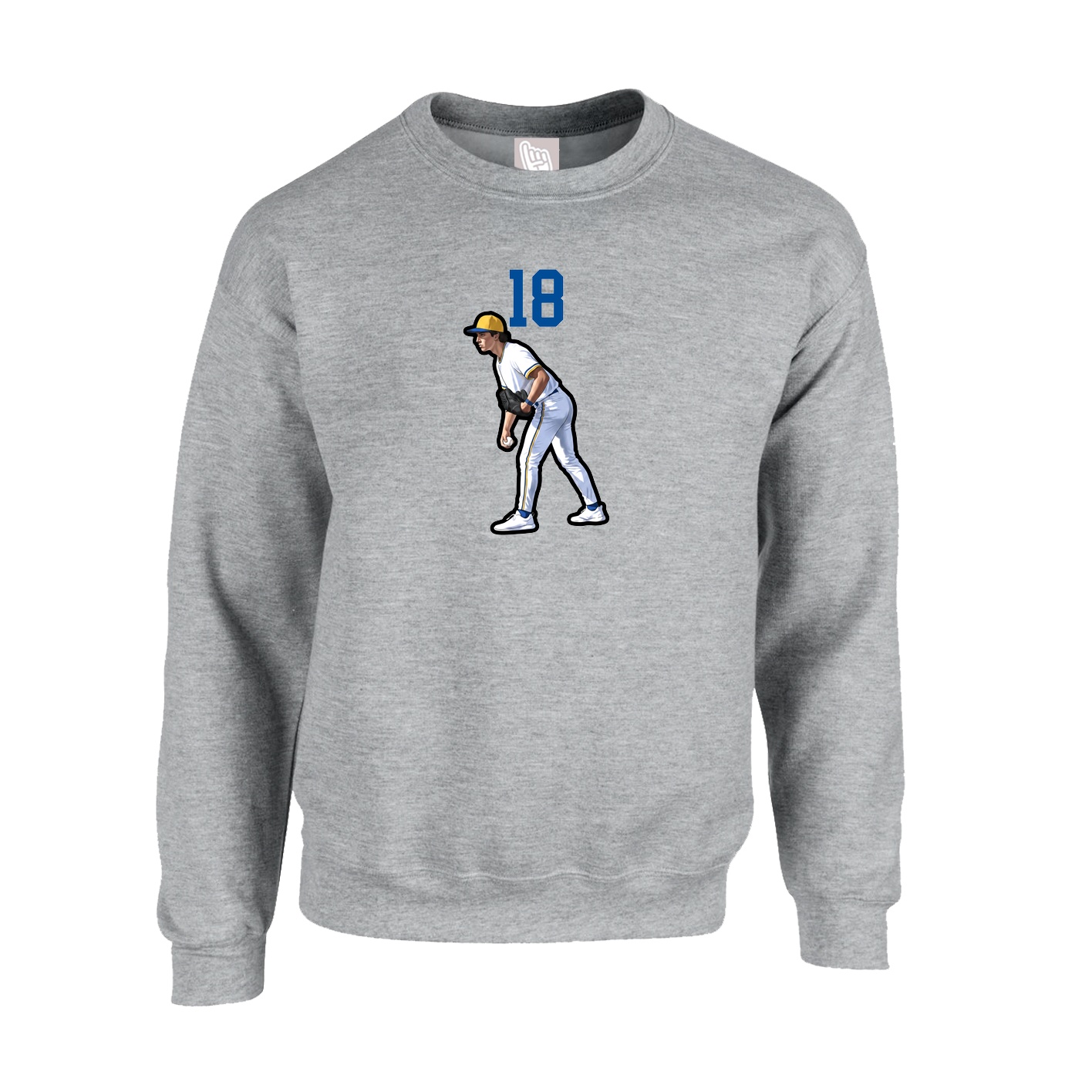 Fleece Crew — Number Top in Grey