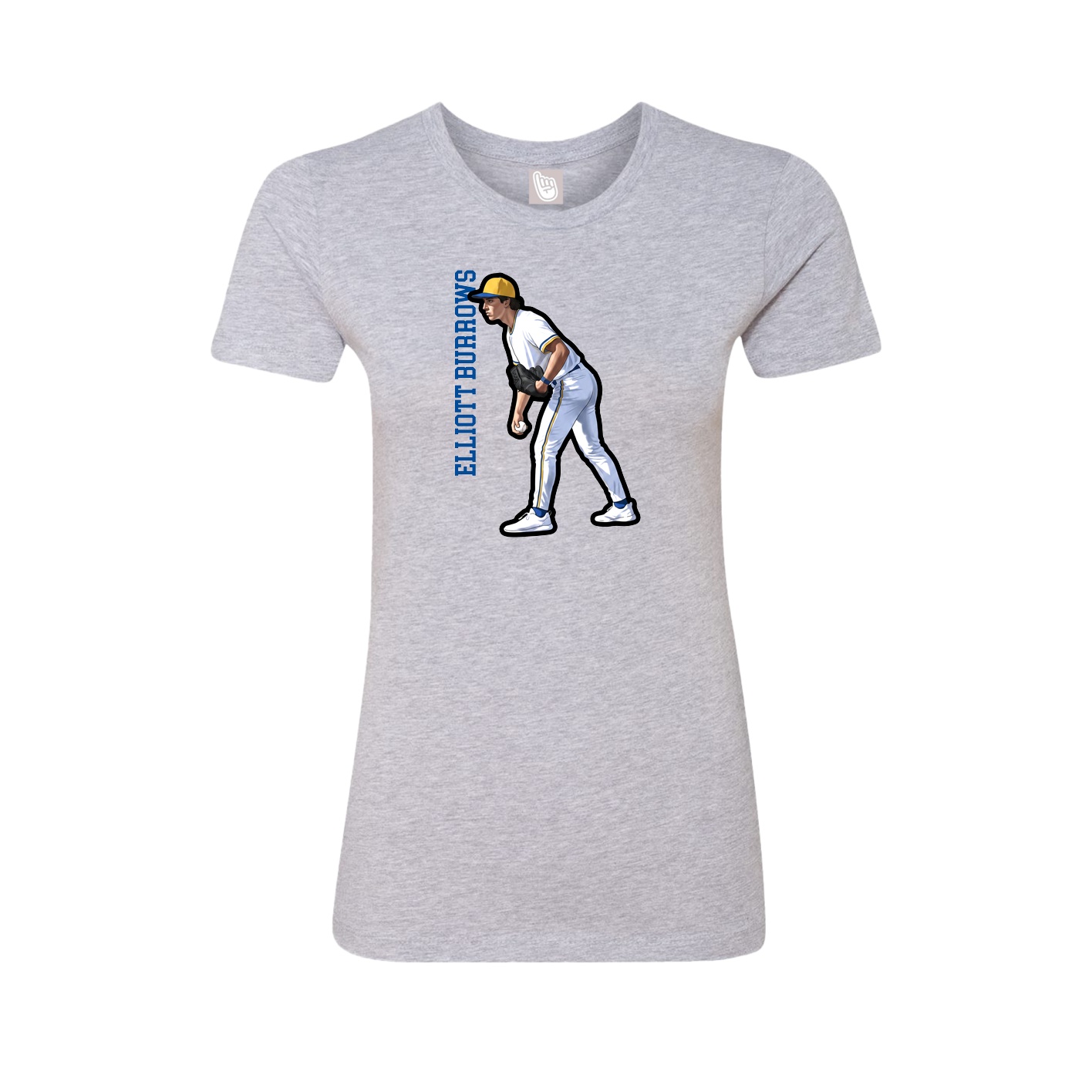 Womens Tee — Name Vertical in Grey