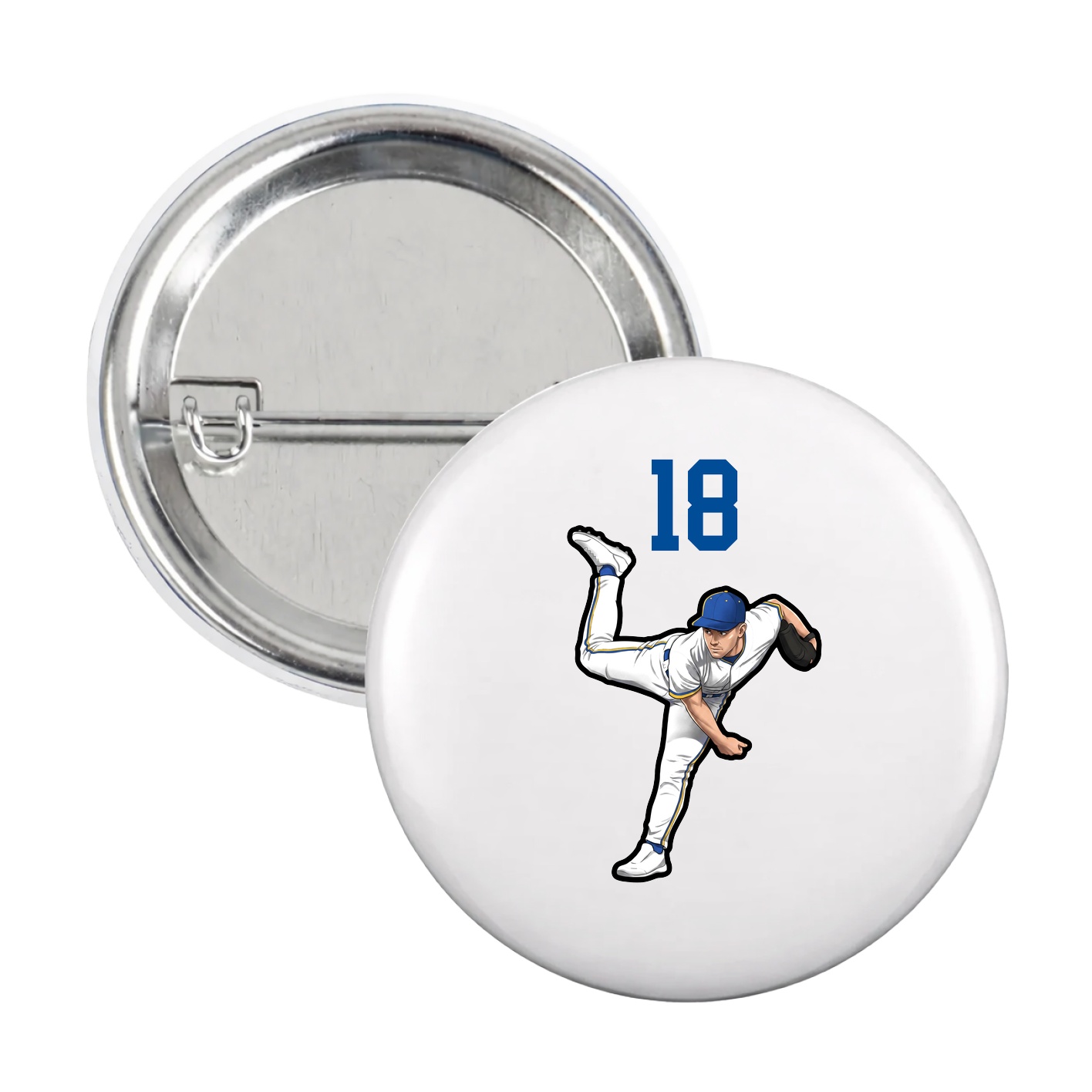 Game Day Button — Number Top in White