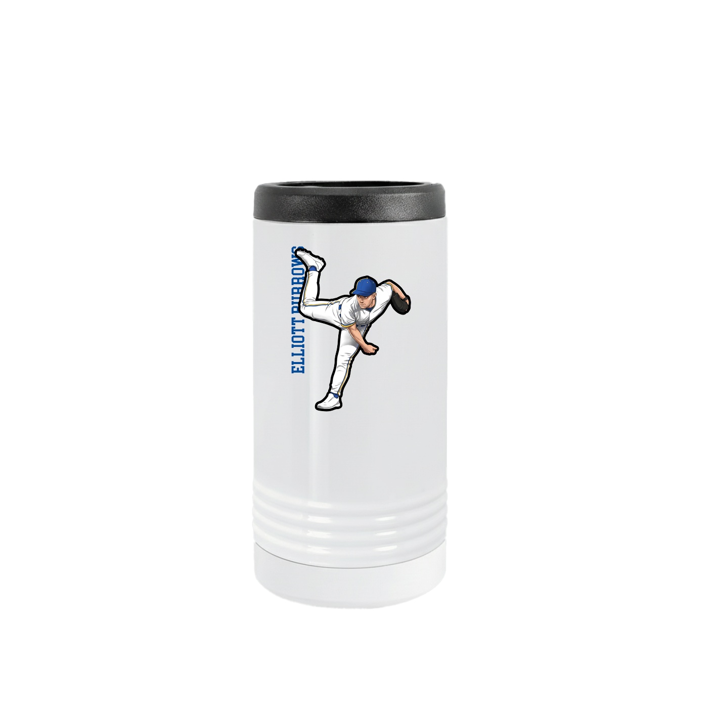 Slim Beverage Holder — Name Vertical in White