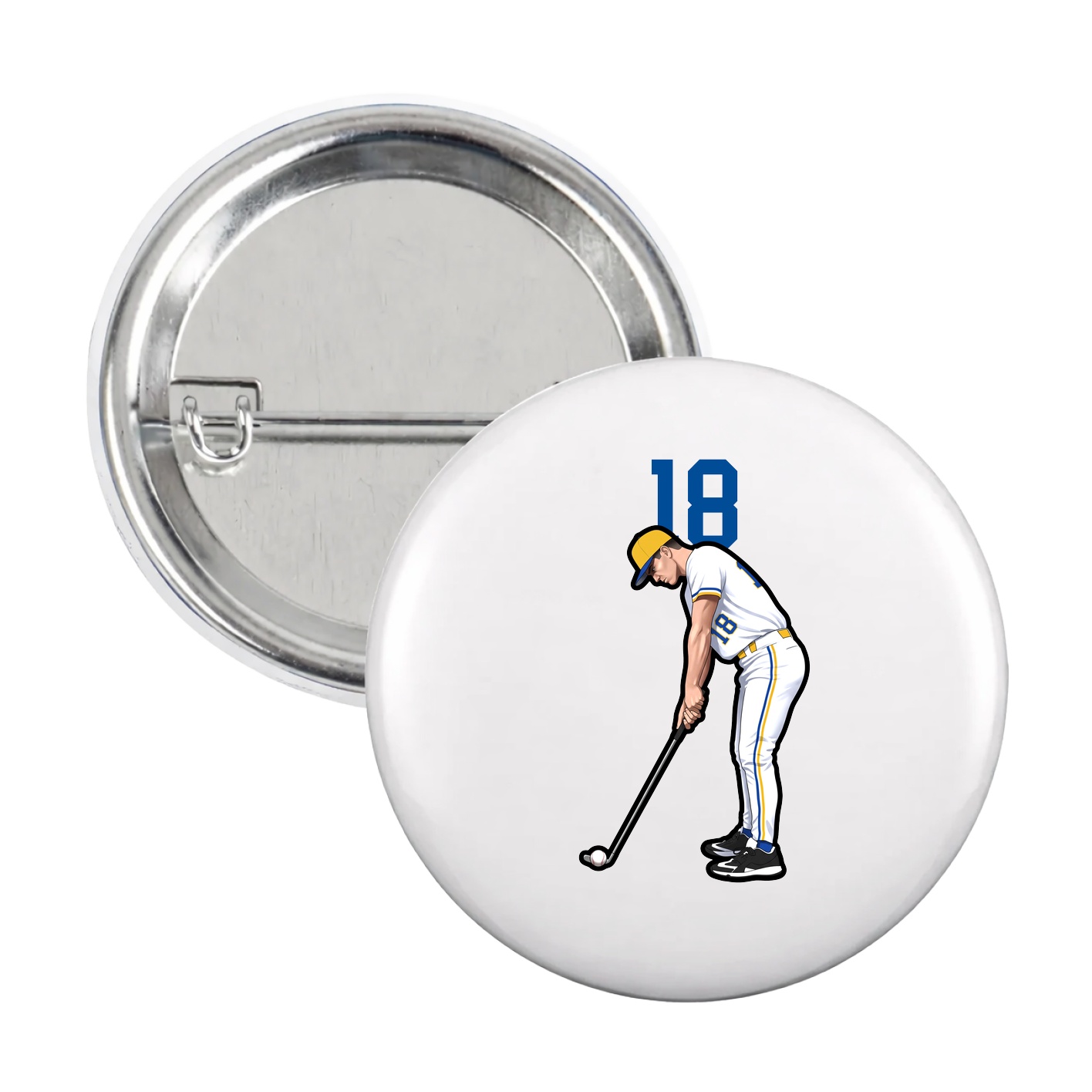 Game Day Button — Number Top in White