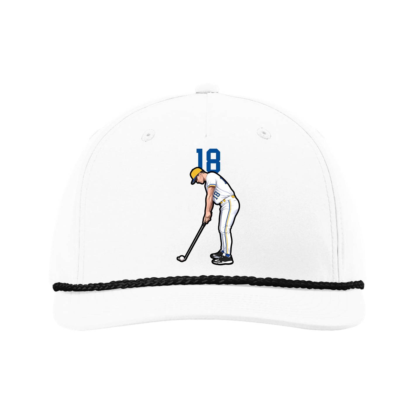 Five-Panel Classic Rope Cap — Number Top in White