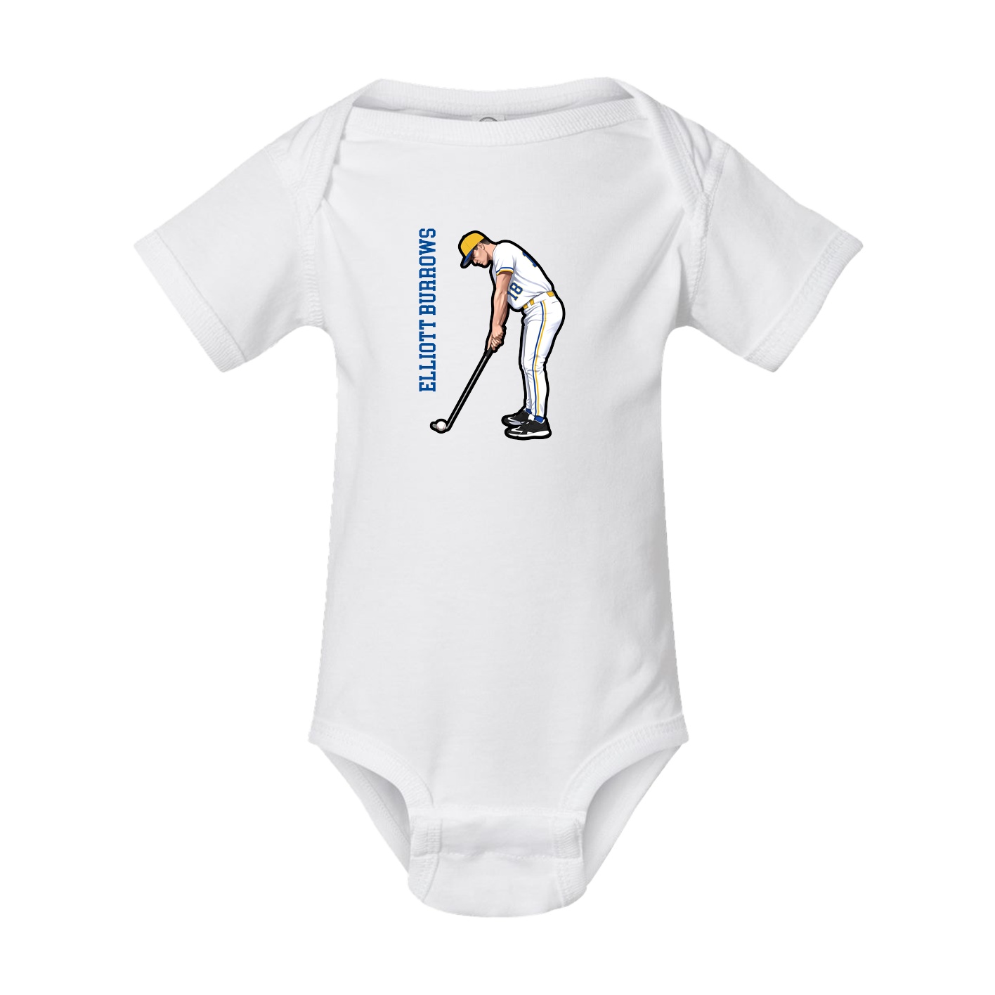 Baby Onesie — Name Vertical in White