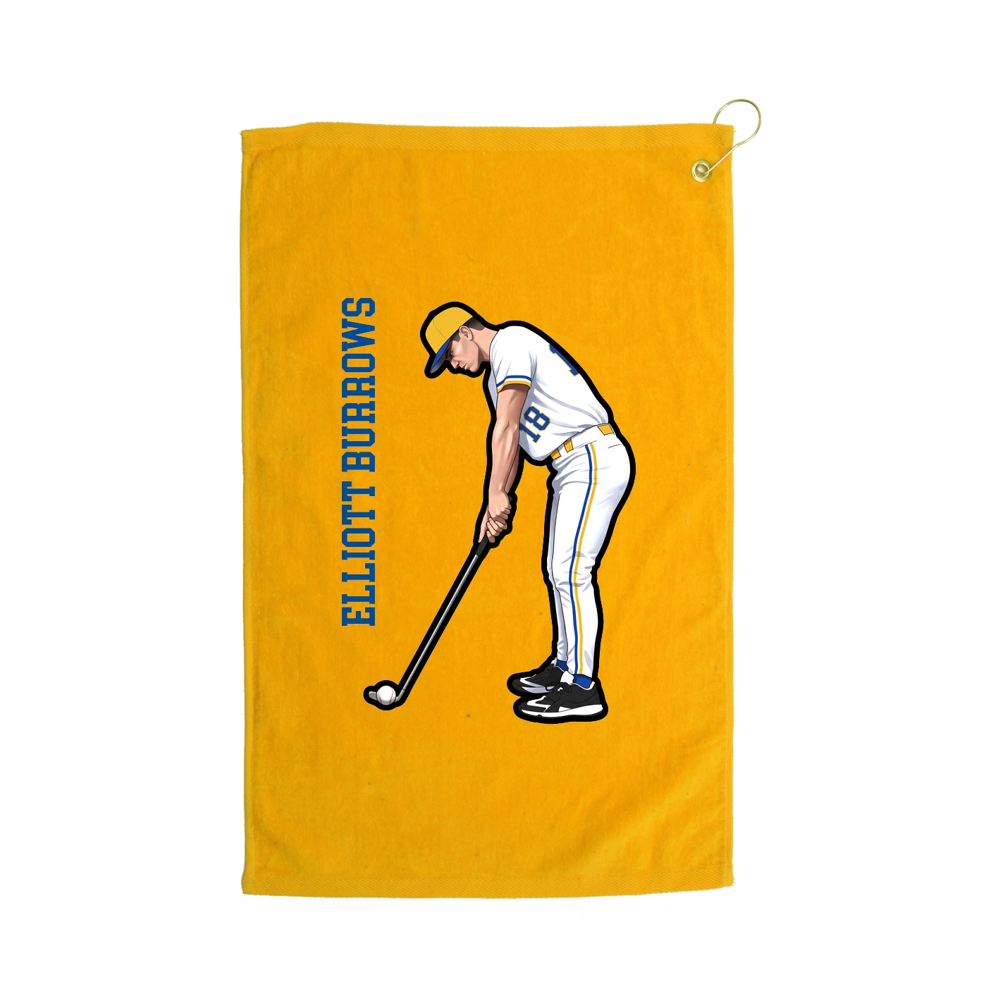 Golf Towel — Name Vertical in Gold