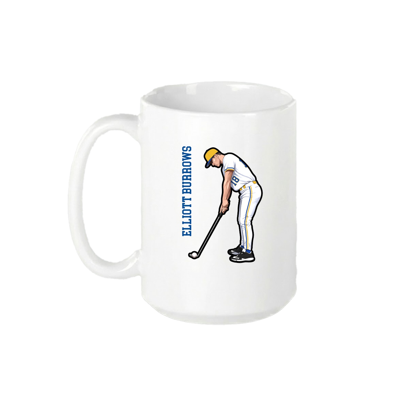 15oz Coffee Mug — Name Vertical in White