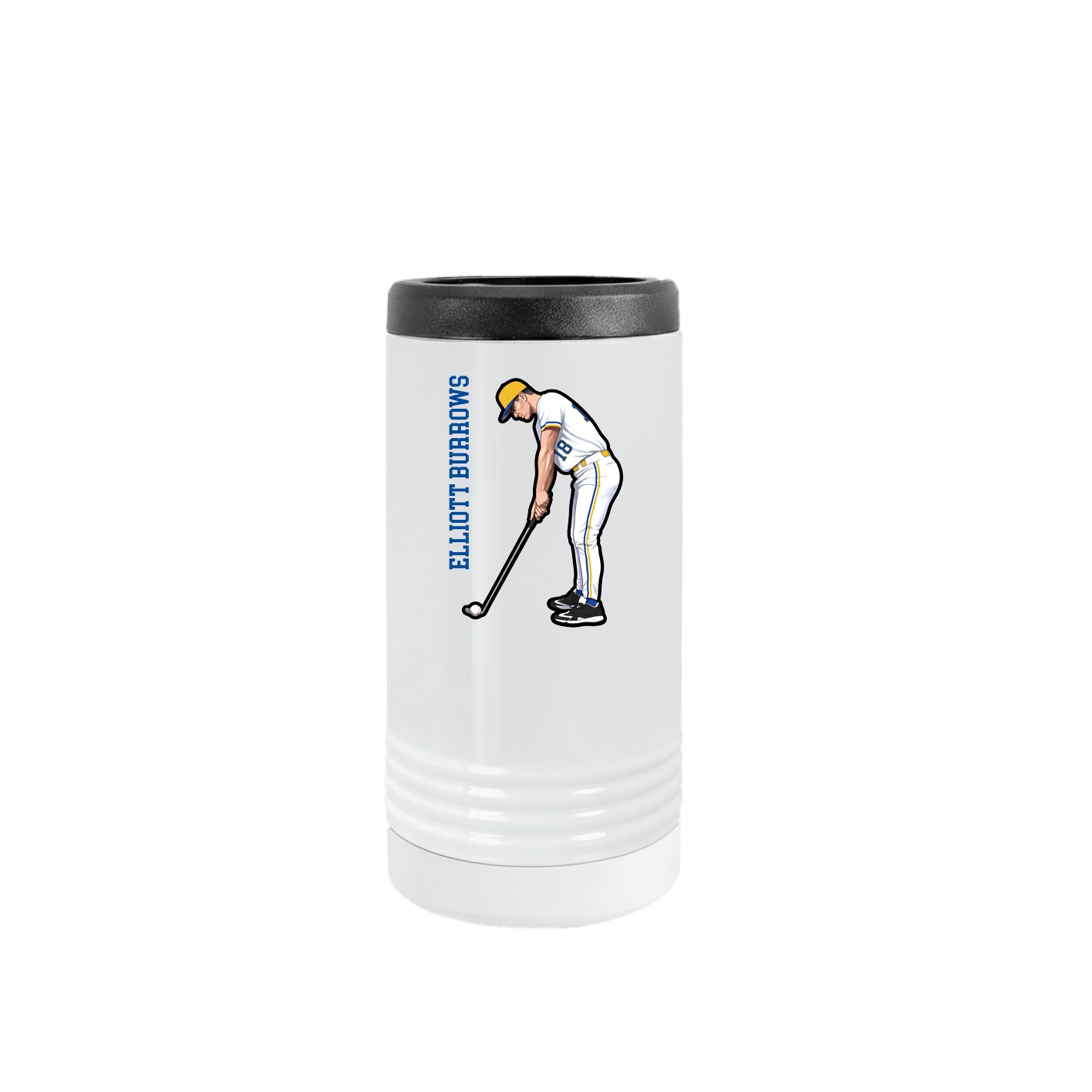 Slim Beverage Holder — Name Vertical in White