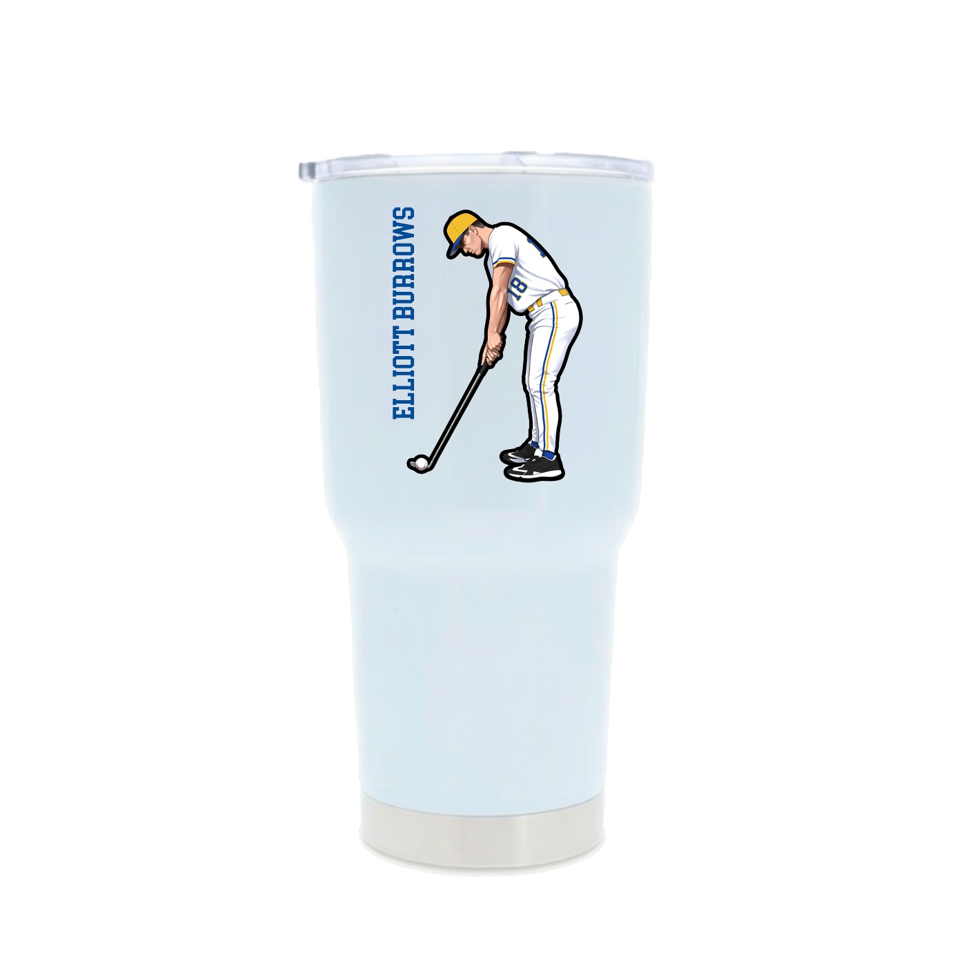 30oz Stainless Steel Tumbler — Name Vertical in White