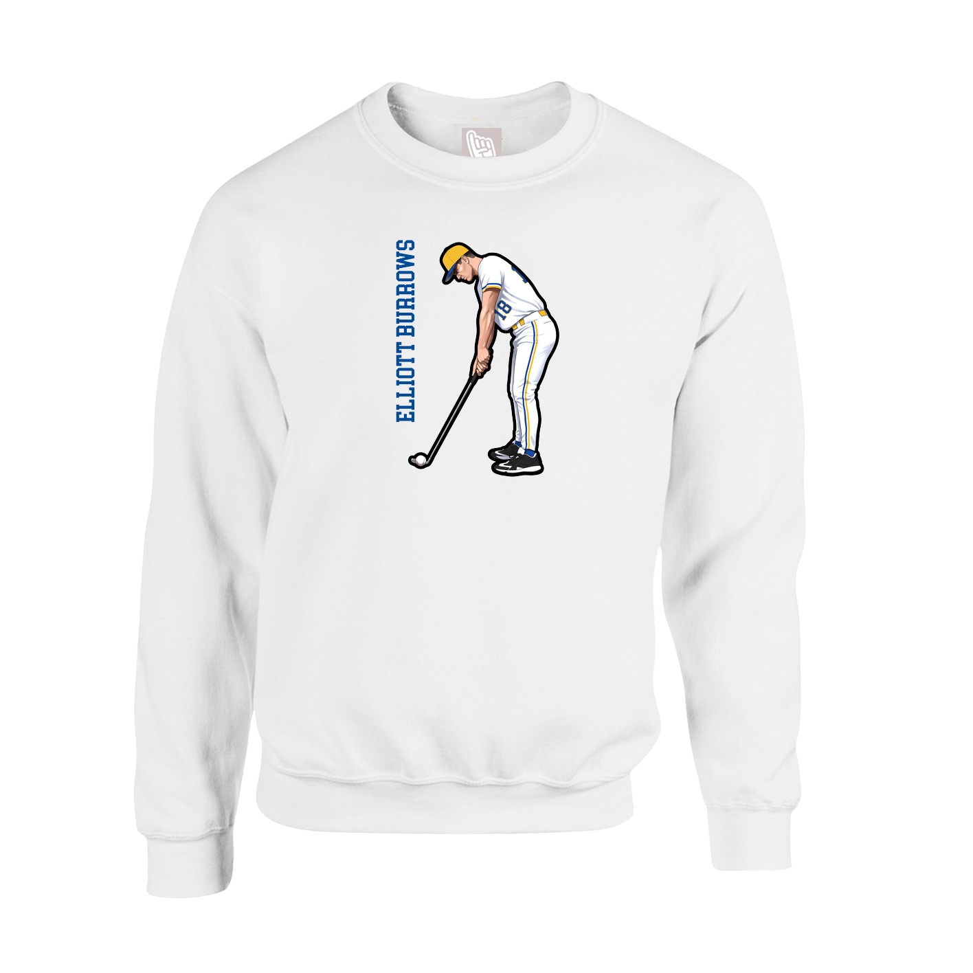 Fleece Crew — Name Vertical in White