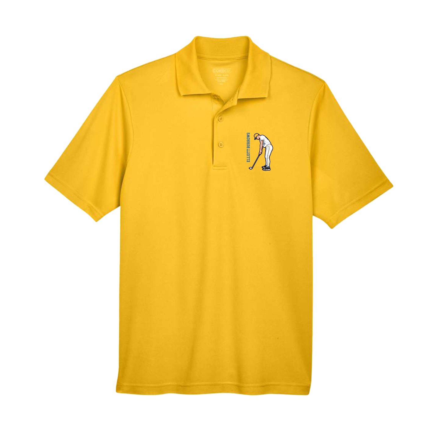 Performance Polo — Name Vertical in Gold