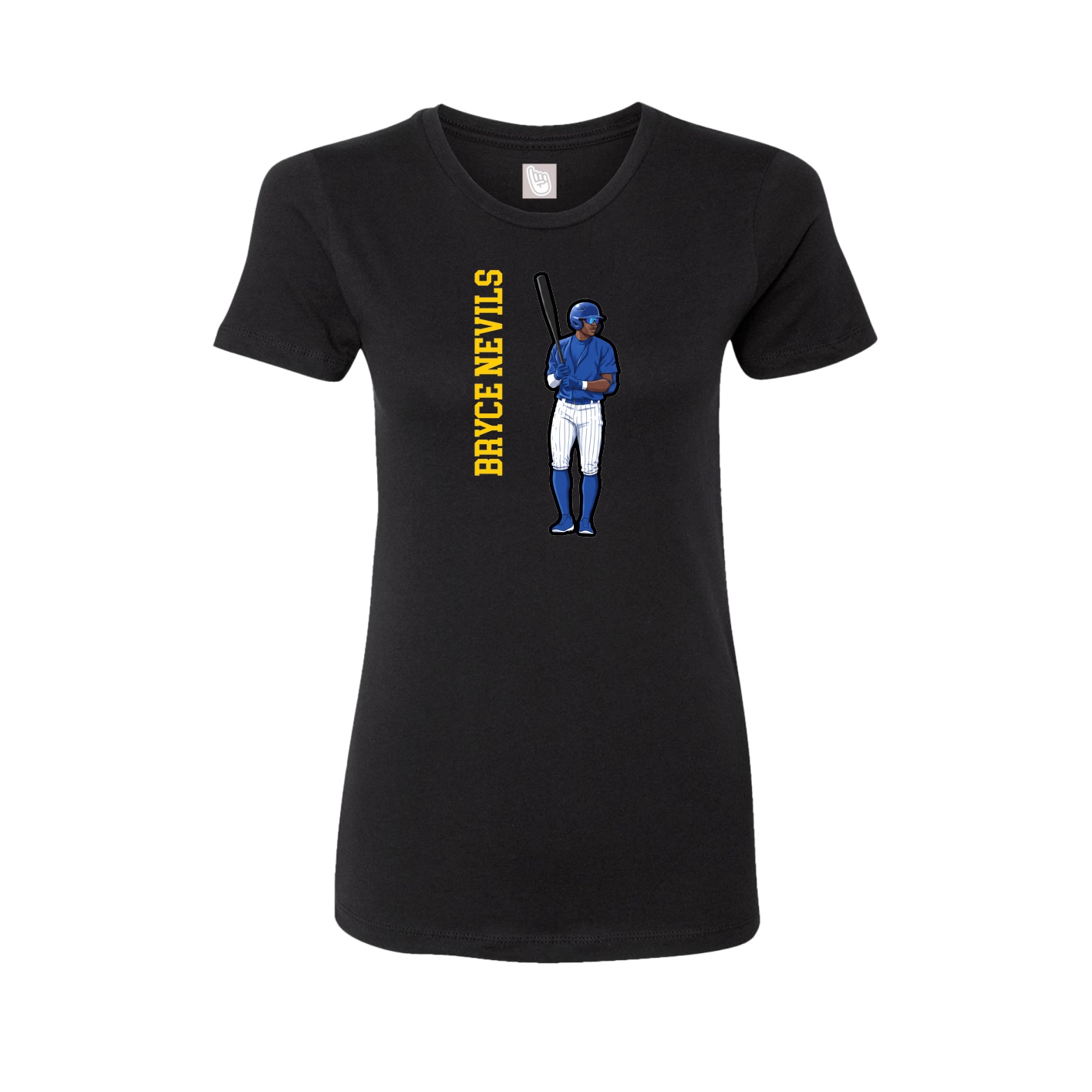 Fitted Women's Tee — Name Vertical in Black