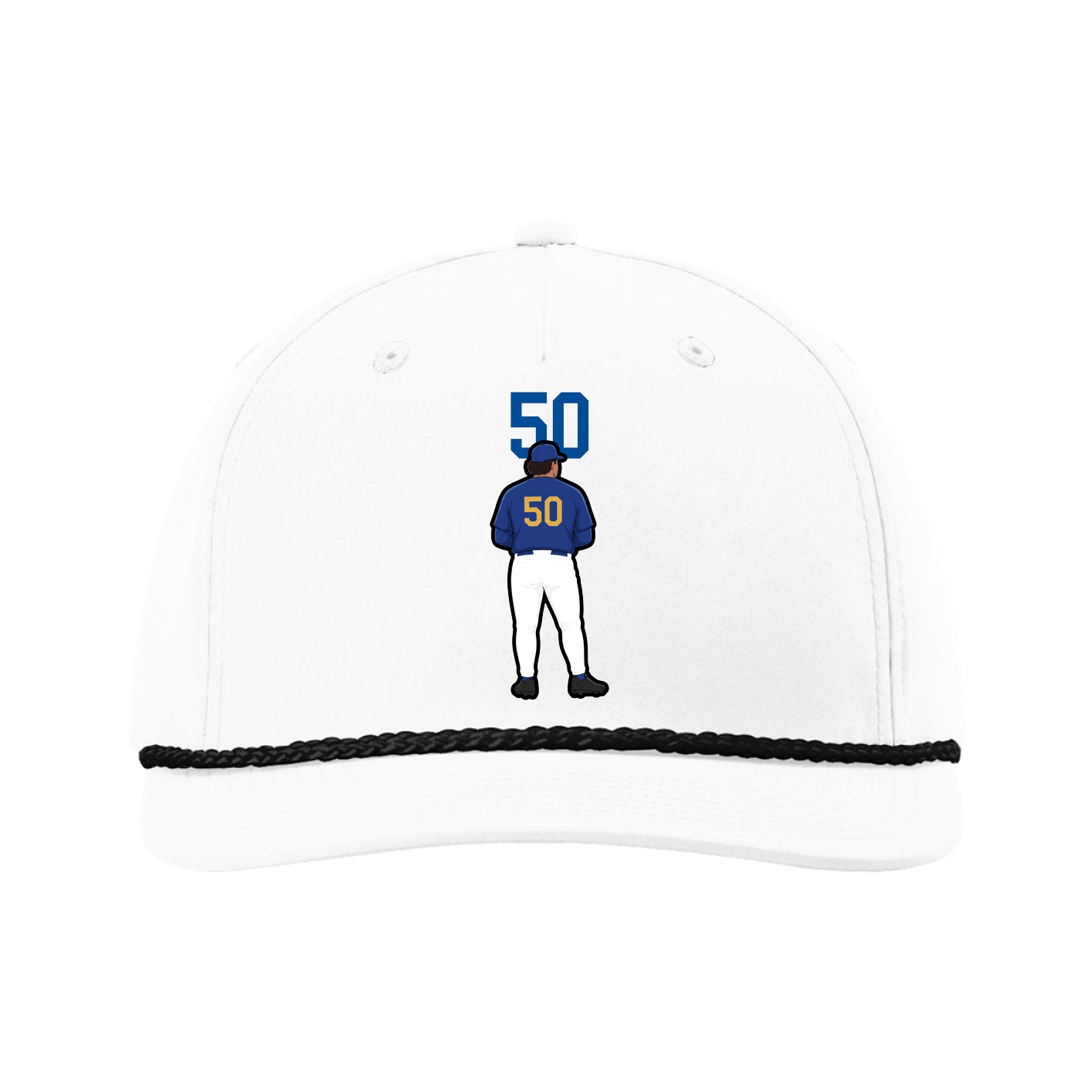 Five-Panel Classic Rope Cap — Number Top in White