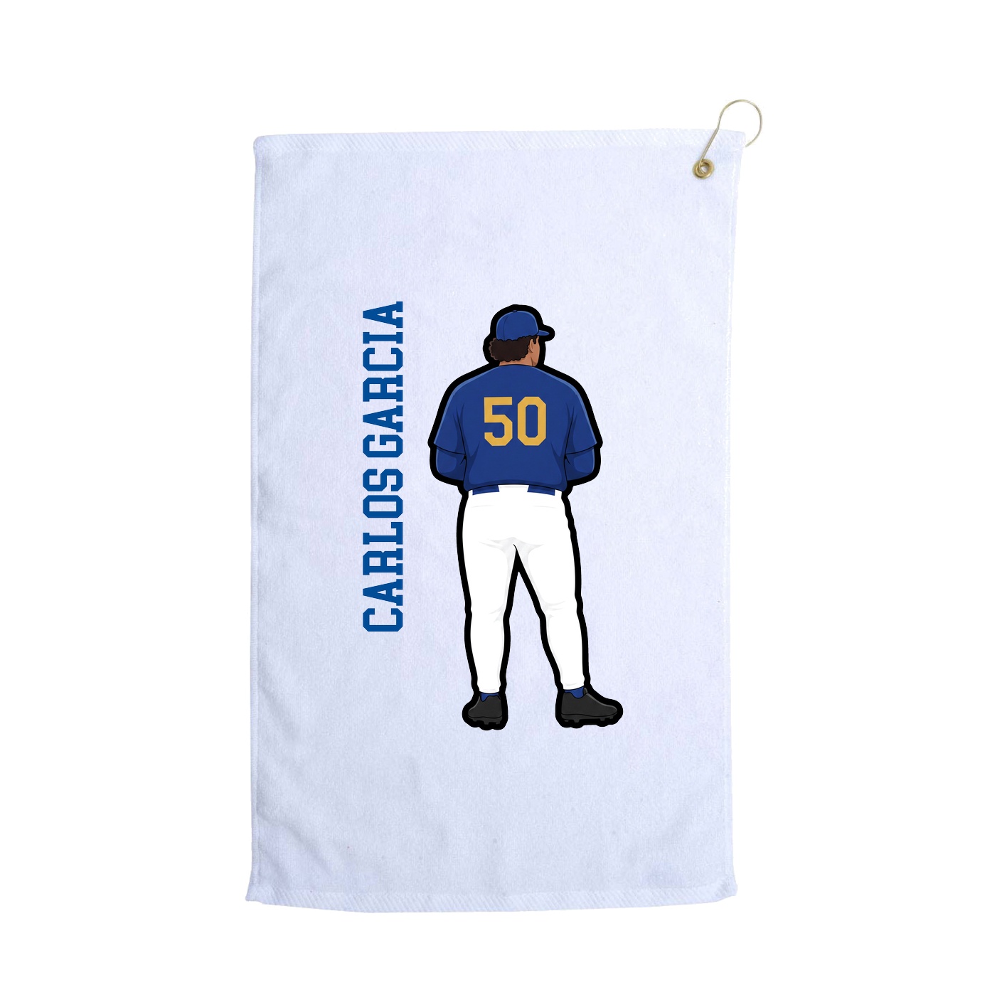 Golf Towel — Name Vertical in White