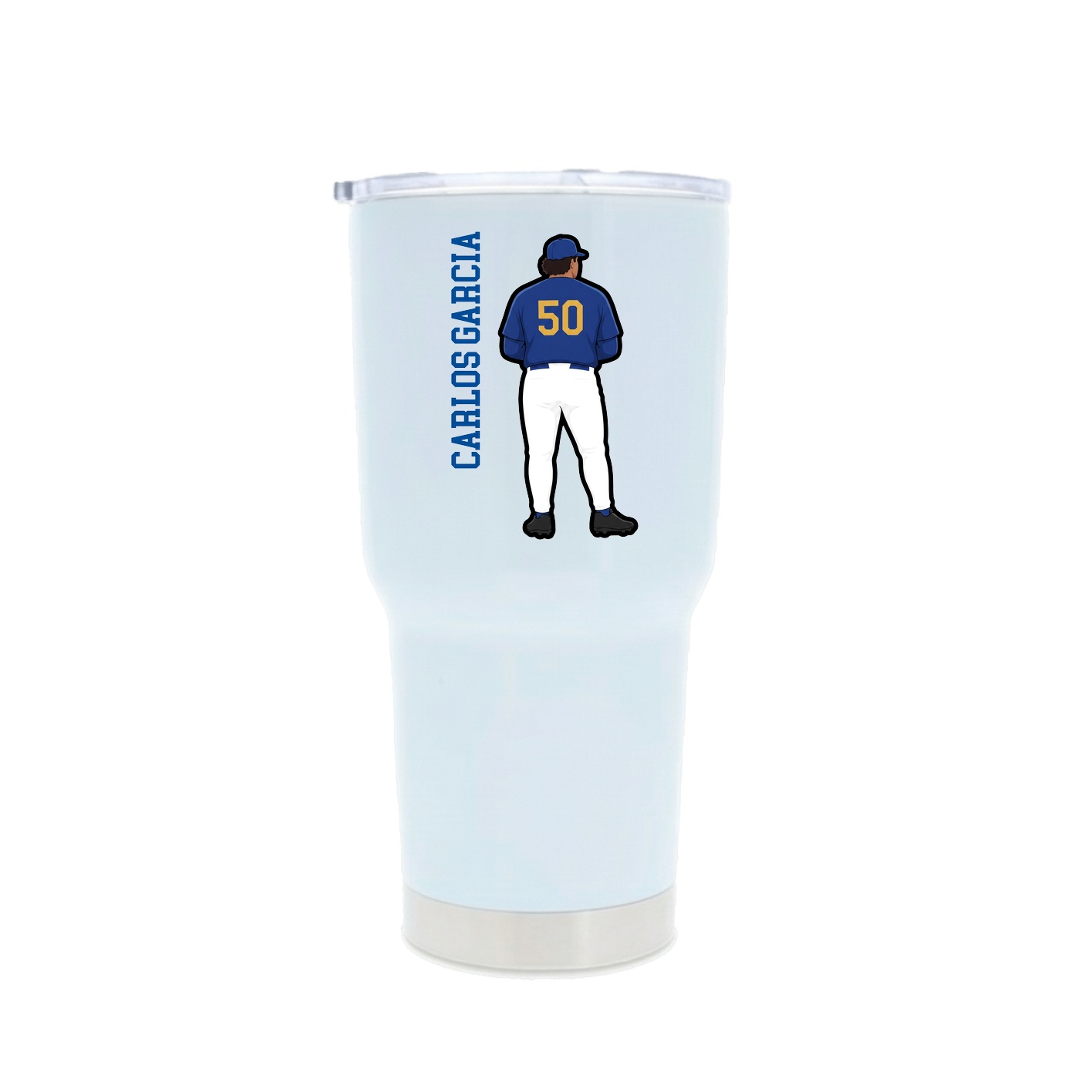 30oz Stainless Steel Tumbler — Name Vertical in White