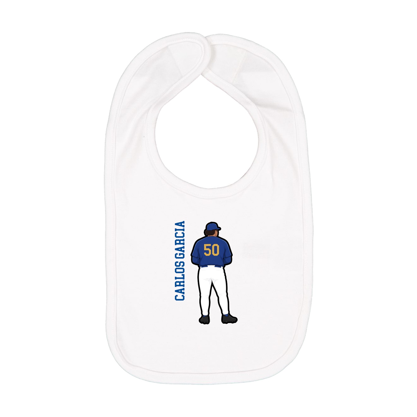 Infant Bib — Name Vertical in White