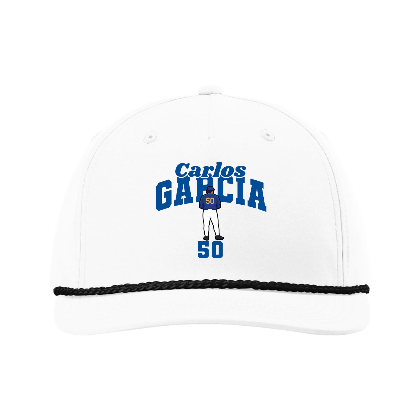 Five-Panel Classic Rope Cap — Signature Arch in White