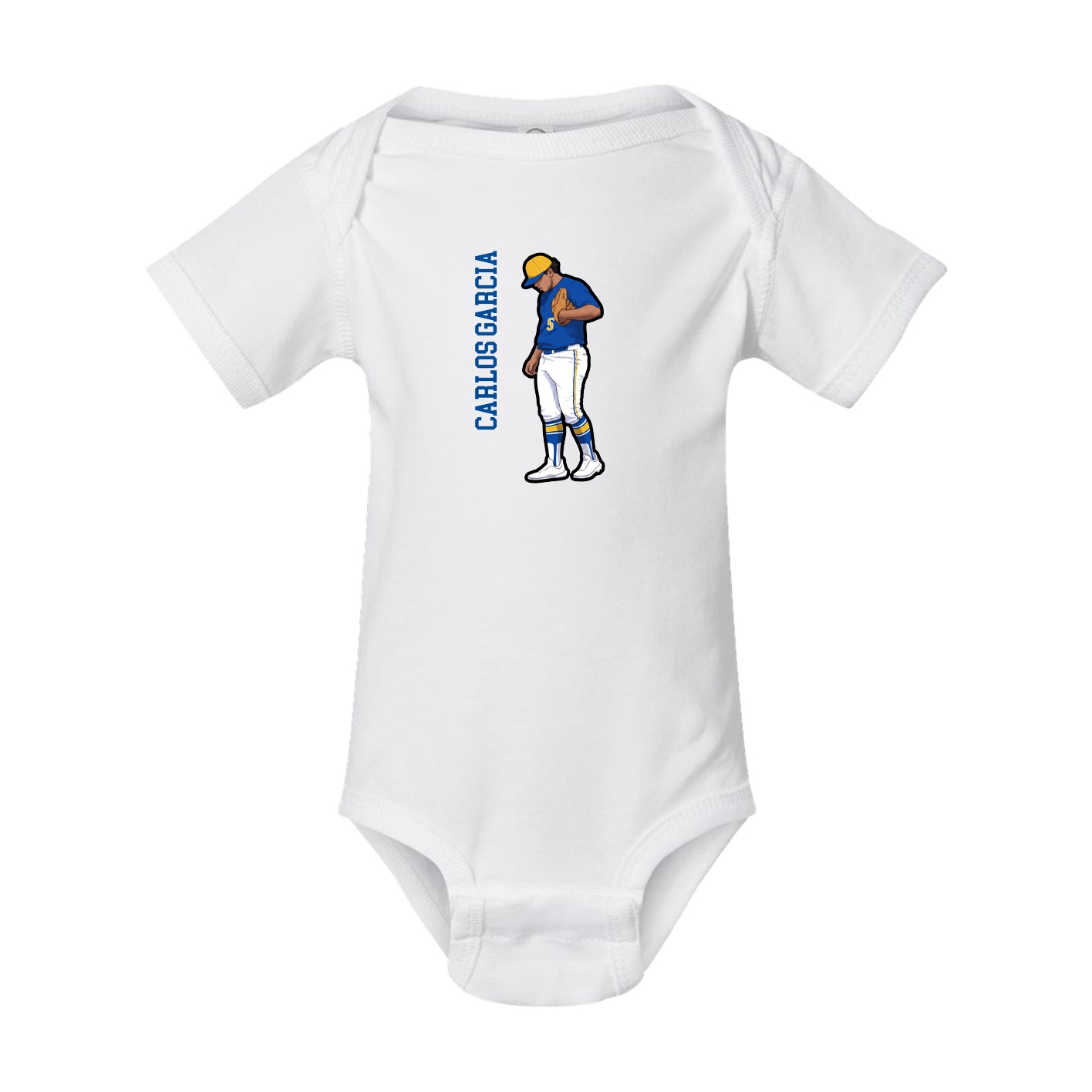 Baby Onesie — Name Vertical in White