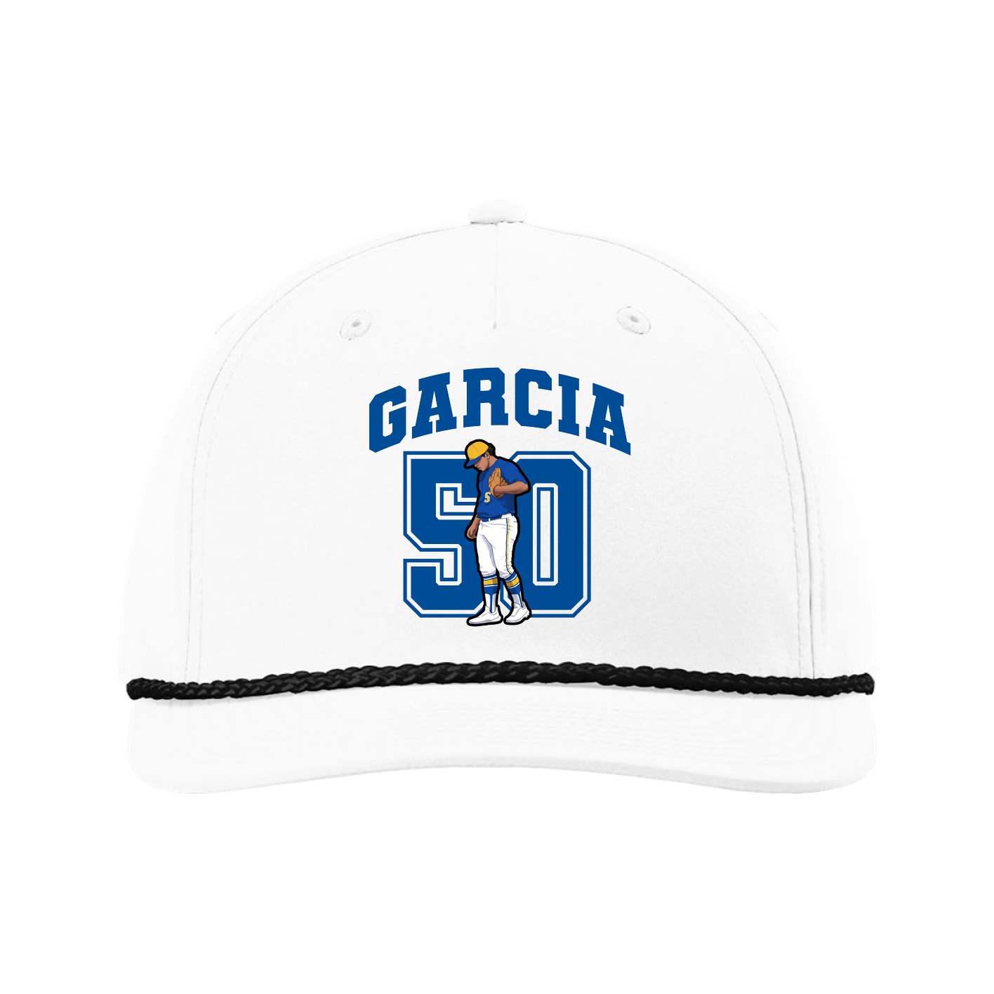 Five-Panel Classic Rope Cap — Number in White
