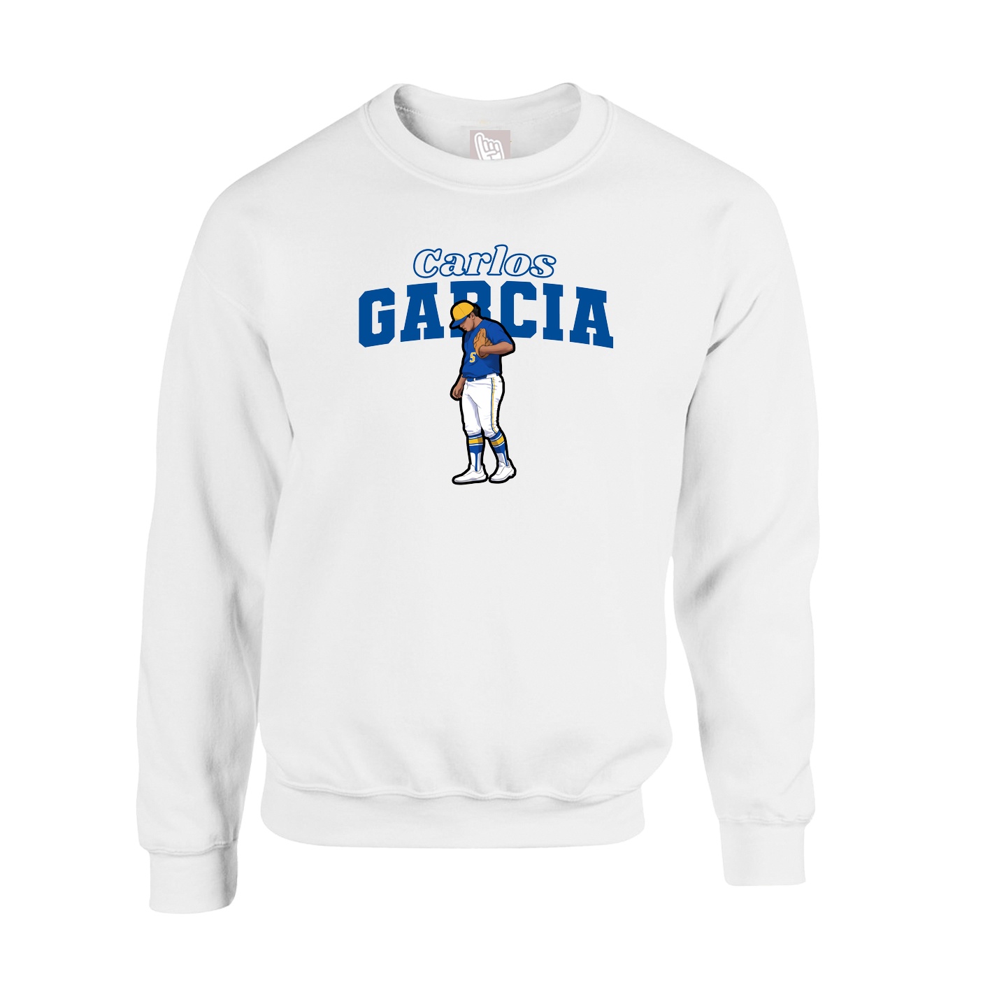 Fleece Crew — Name Arch in White