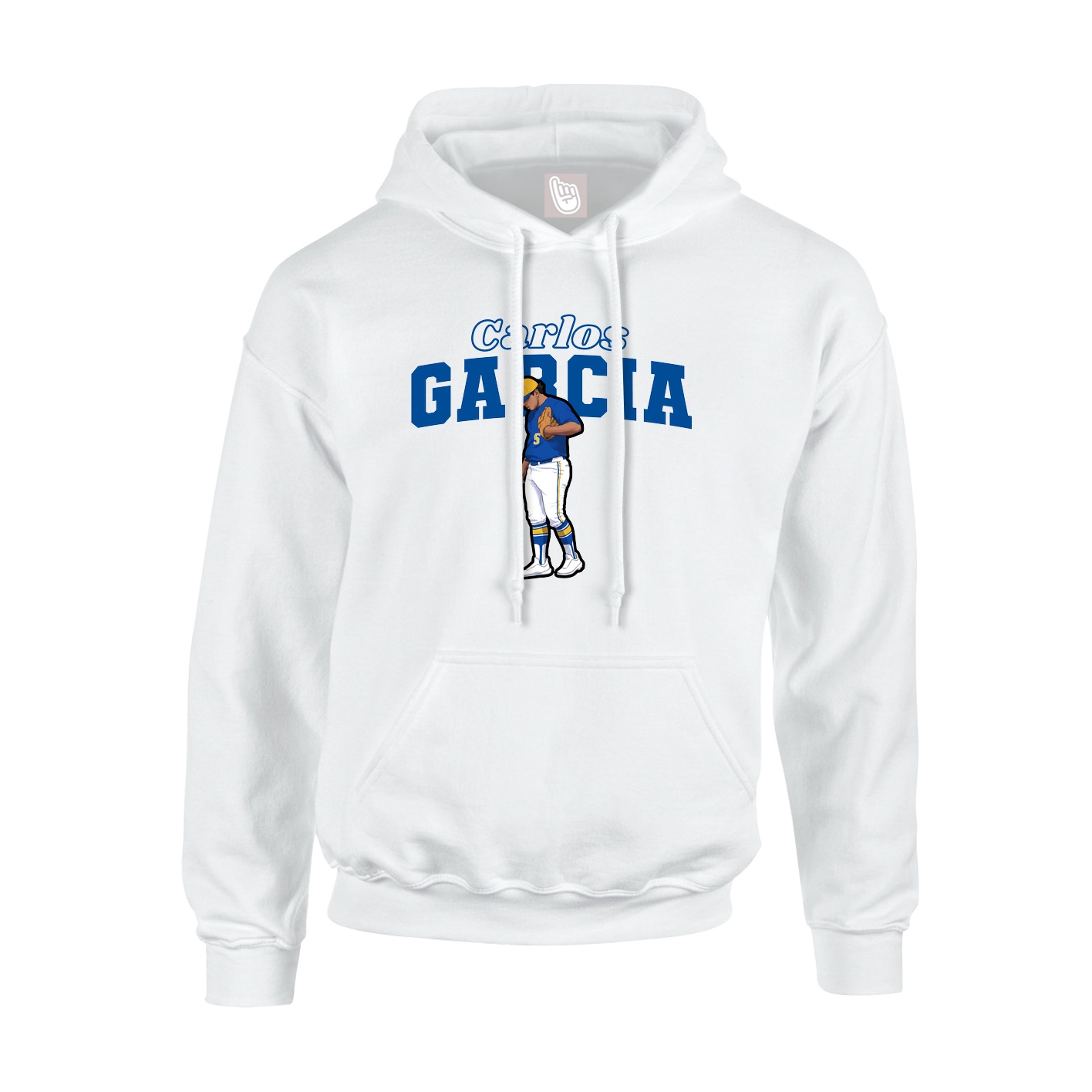 Youth Hoodie — Name Arch in White
