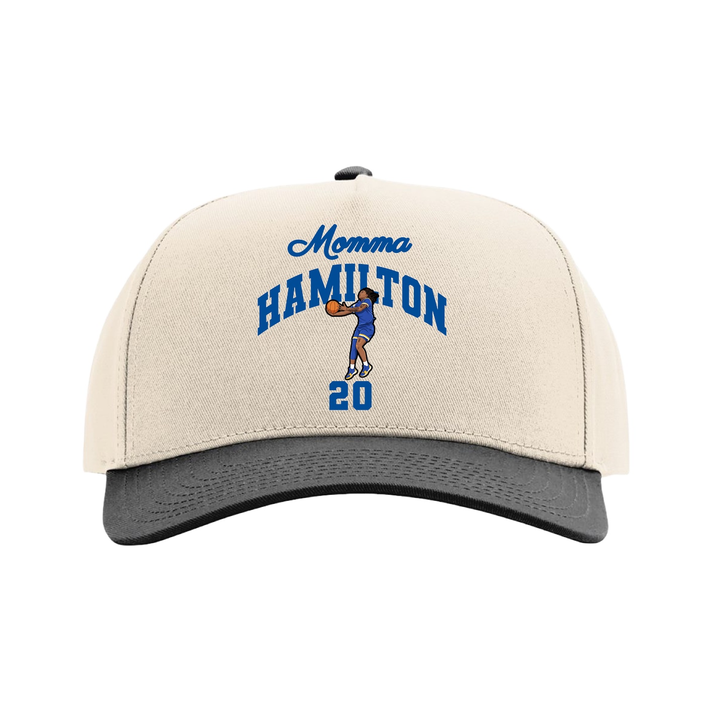 Full Fabric Five-Panel Champ Cap — Mothers Day Arch in Cream/Black